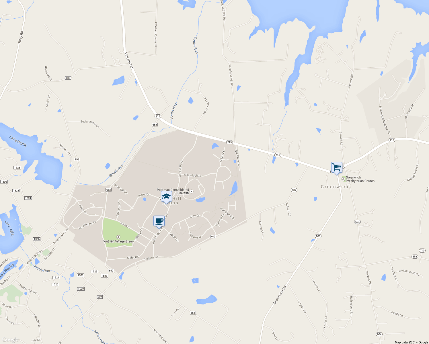 map of restaurants, bars, coffee shops, grocery stores, and more near 4031 Von Neuman Circle in Warrenton