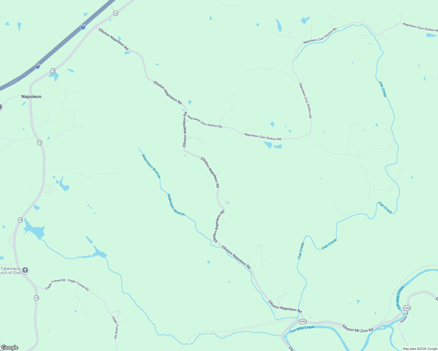 map of restaurants, bars, coffee shops, grocery stores, and more near 1375-1599 Elliston-Napoleon Road in Dry Ridge