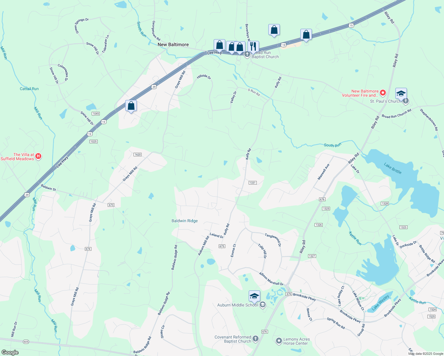 map of restaurants, bars, coffee shops, grocery stores, and more near 5217 Graystone Road in Warrenton