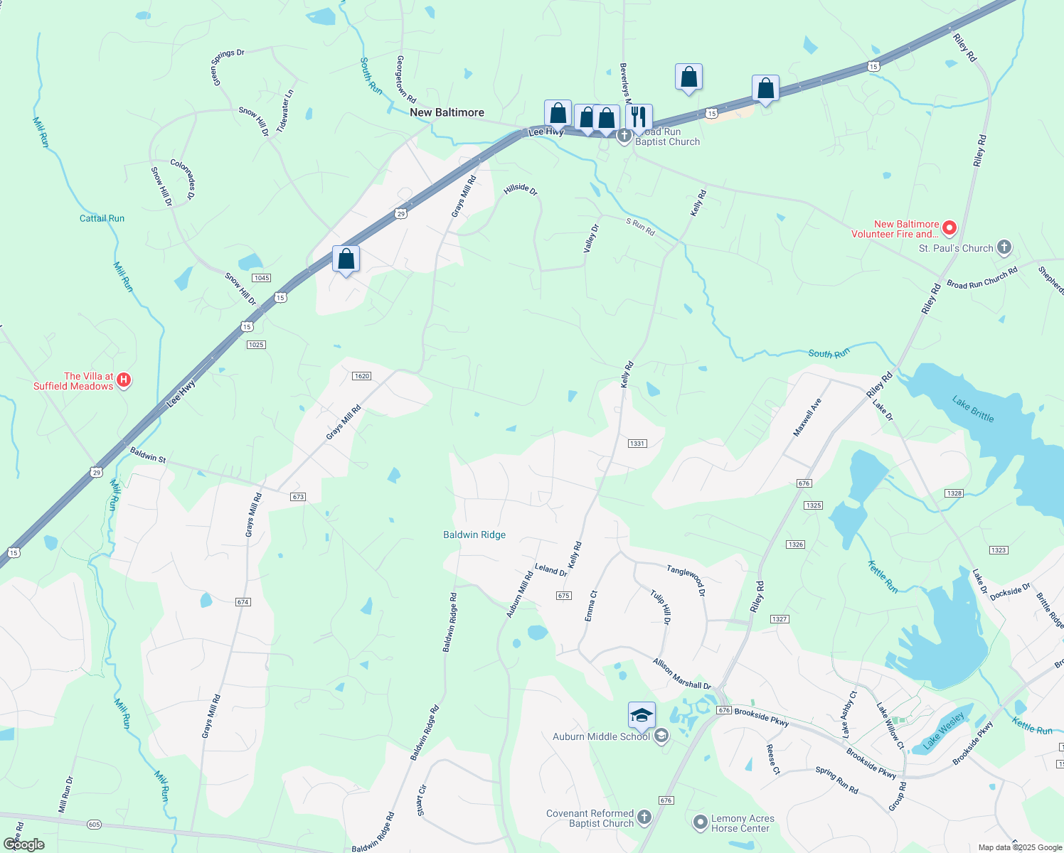 map of restaurants, bars, coffee shops, grocery stores, and more near 5218 Beverly Court in Warrenton