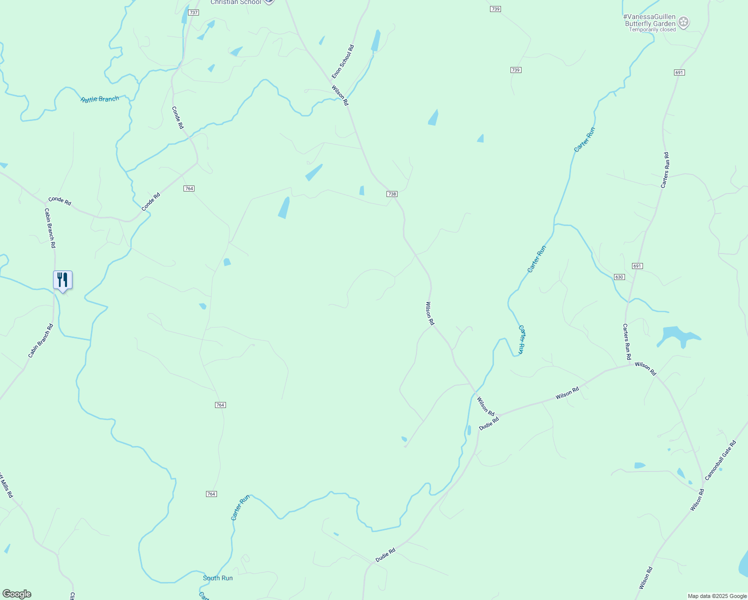 map of restaurants, bars, coffee shops, grocery stores, and more near 6760 Wilson Road in Marshall
