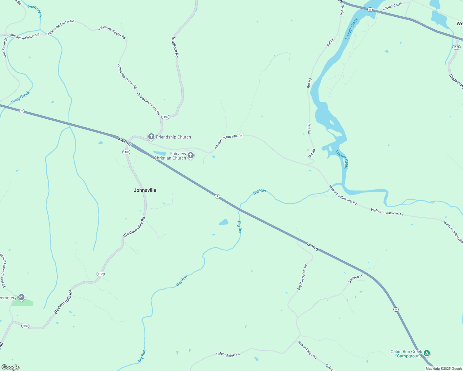 map of restaurants, bars, coffee shops, grocery stores, and more near 4979 AA Highway in Foster