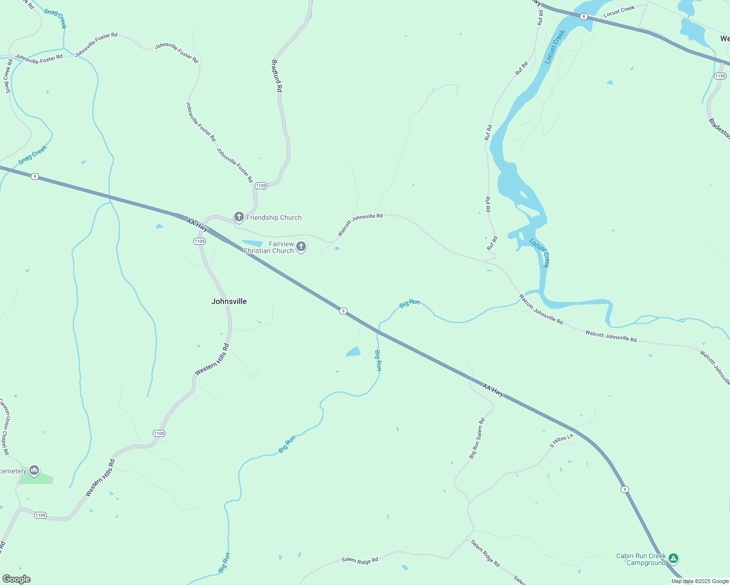 map of restaurants, bars, coffee shops, grocery stores, and more near 4979 AA Highway in Foster