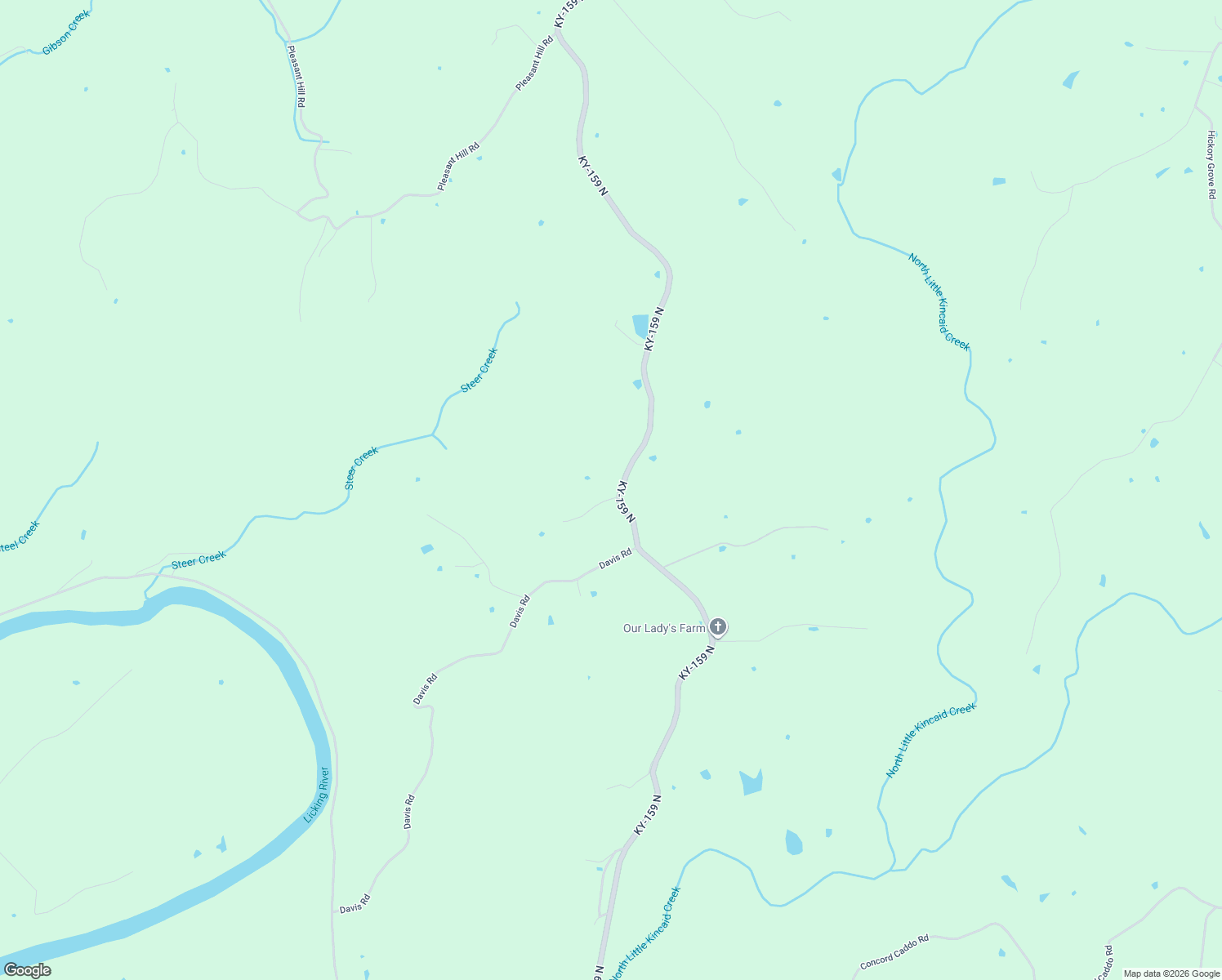map of restaurants, bars, coffee shops, grocery stores, and more near 6371 Kentucky 159 North in Butler