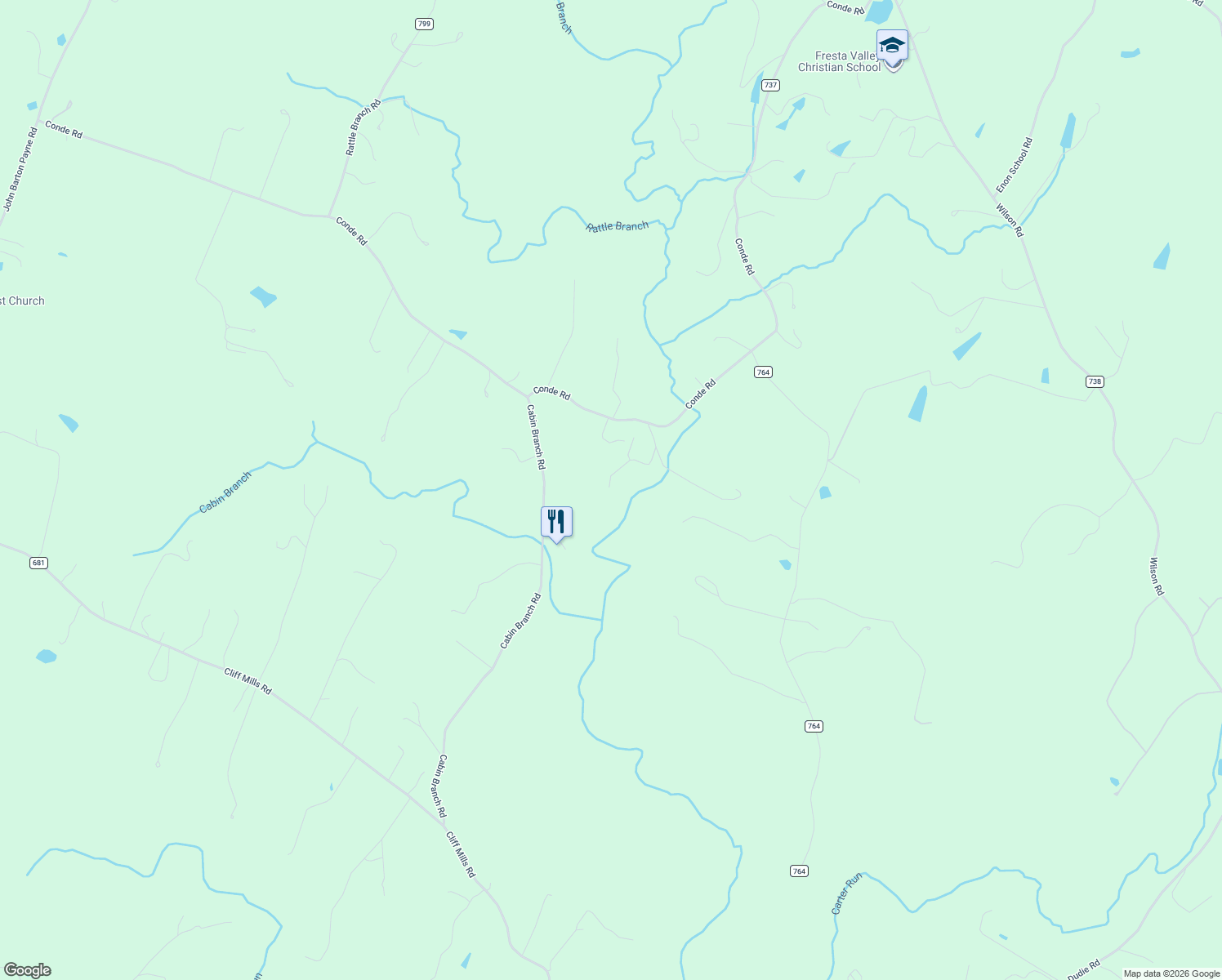 map of restaurants, bars, coffee shops, grocery stores, and more near 6678 Turning Run Lane in Marshall