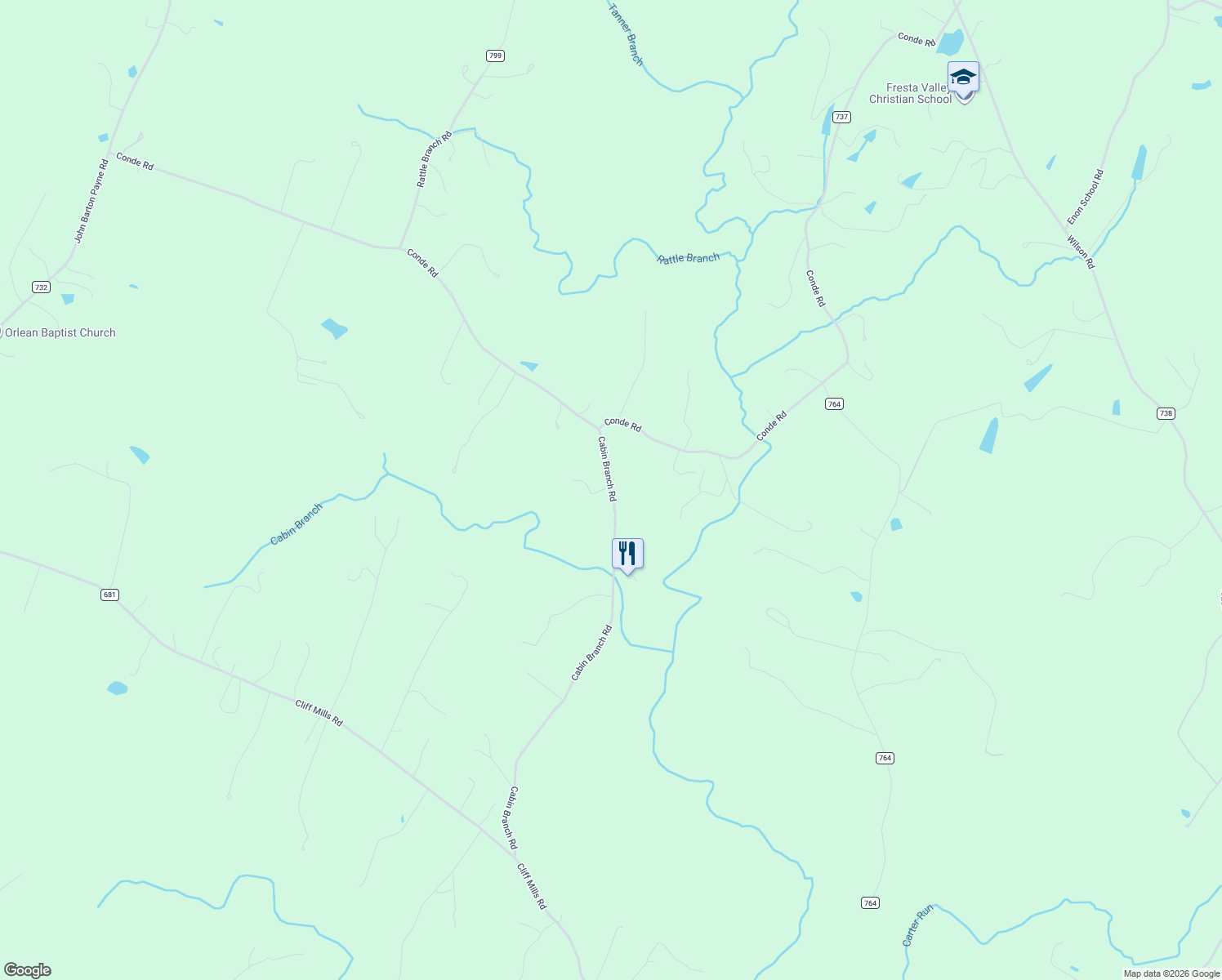map of restaurants, bars, coffee shops, grocery stores, and more near 6675 Cabin Branch Road in Marshall