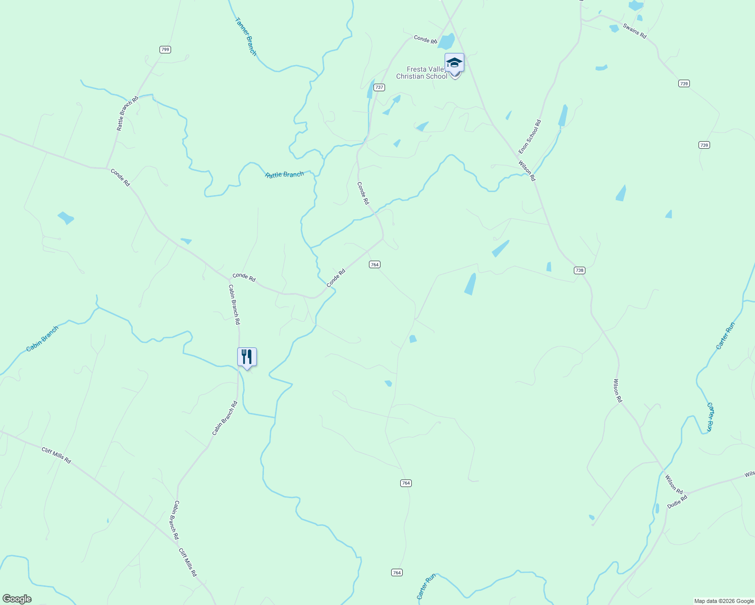 map of restaurants, bars, coffee shops, grocery stores, and more near 6640 Olinger Road in Marshall