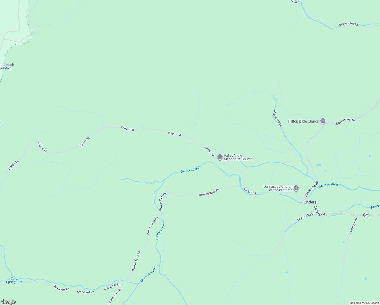 map of restaurants, bars, coffee shops, grocery stores, and more near 22236 Persimmon Run Lane in Criders