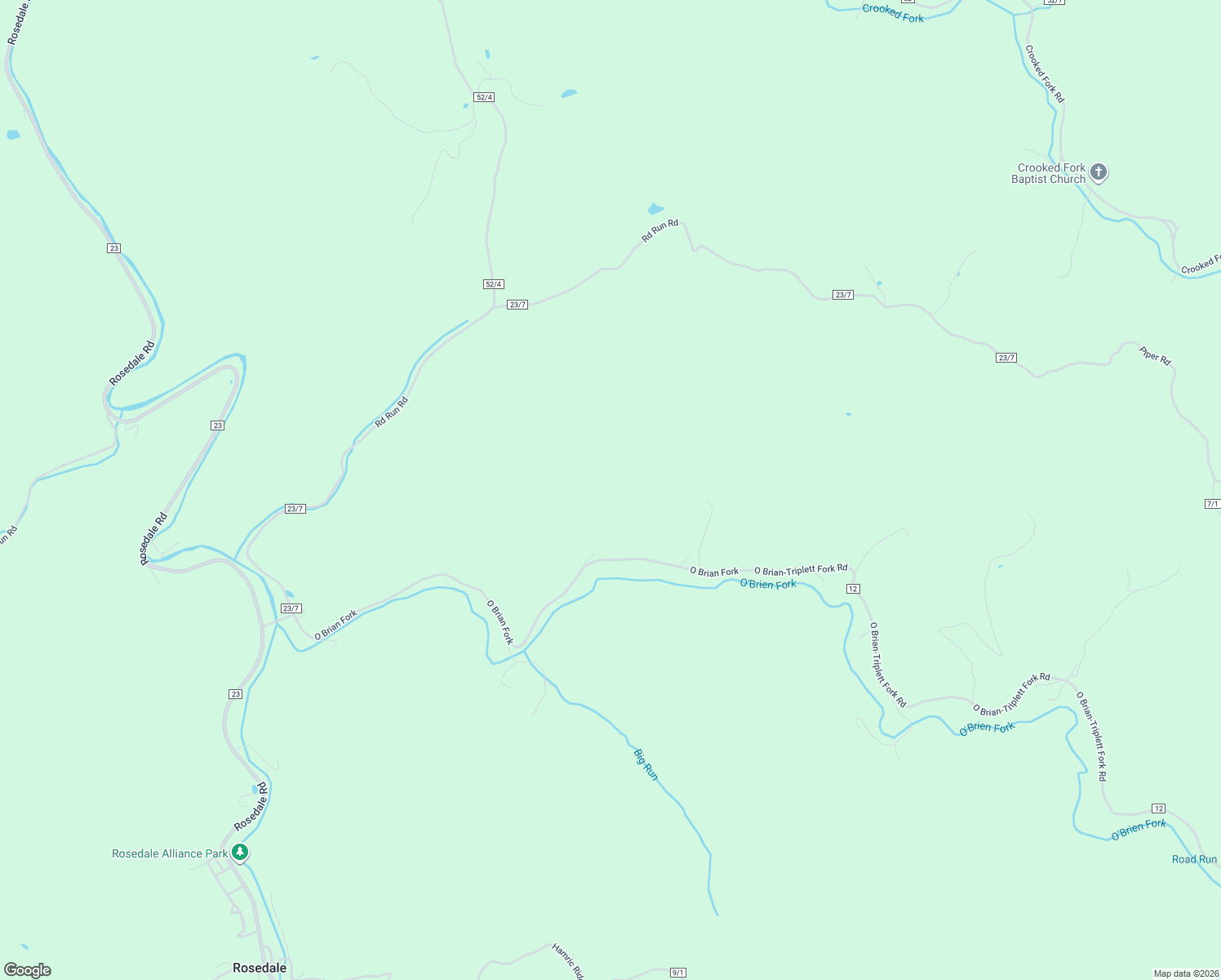 map of restaurants, bars, coffee shops, grocery stores, and more near 1153 Obrien Fork Road in Rosedale