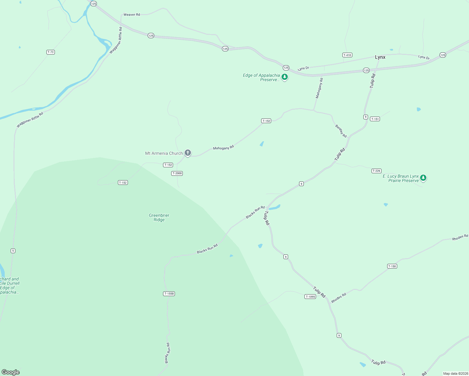 map of restaurants, bars, coffee shops, grocery stores, and more near 500 Ernie Road in Lynx