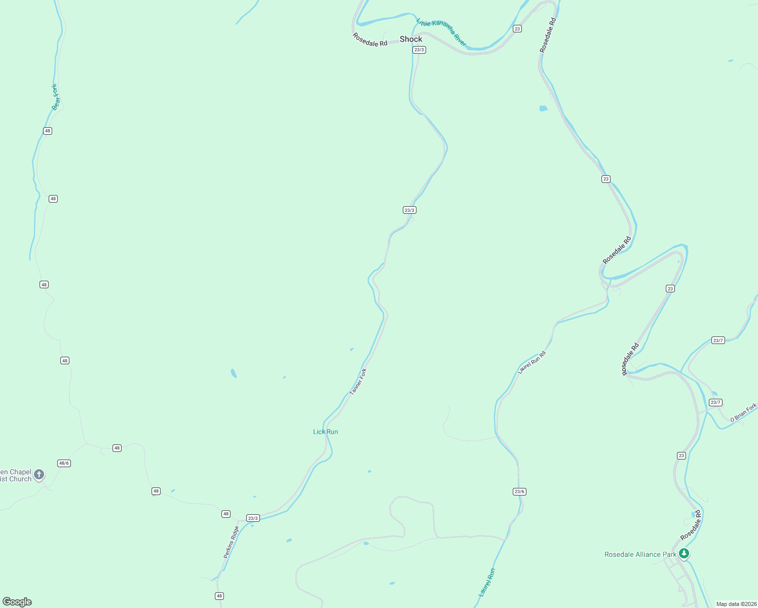 map of restaurants, bars, coffee shops, grocery stores, and more near Tanner Fork in Shock