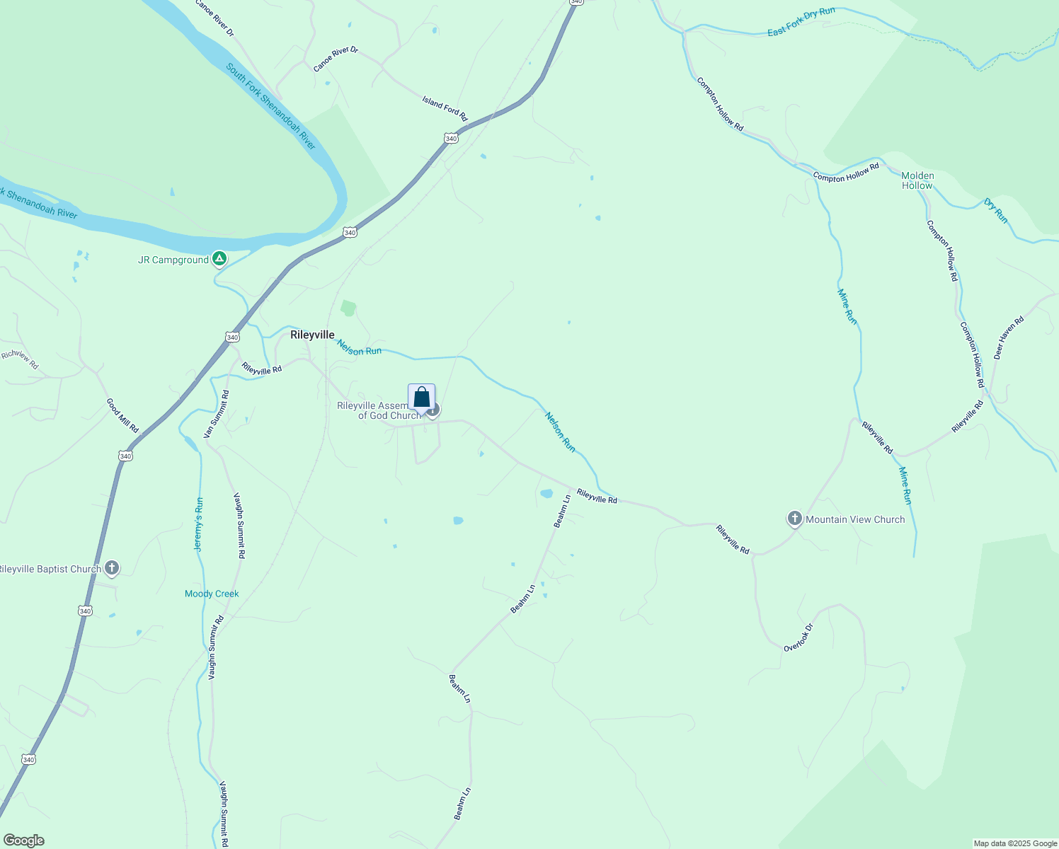 map of restaurants, bars, coffee shops, grocery stores, and more near 1243 Rileyville Road in Rileyville