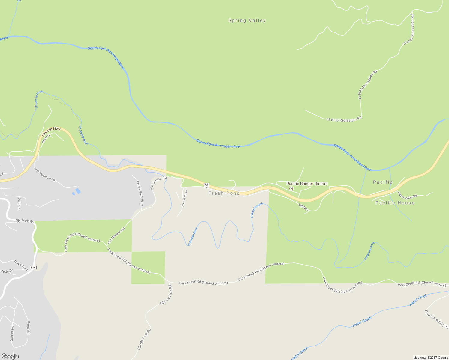 map of restaurants, bars, coffee shops, grocery stores, and more near 2012 Outer Limits Lane in Pollock Pines