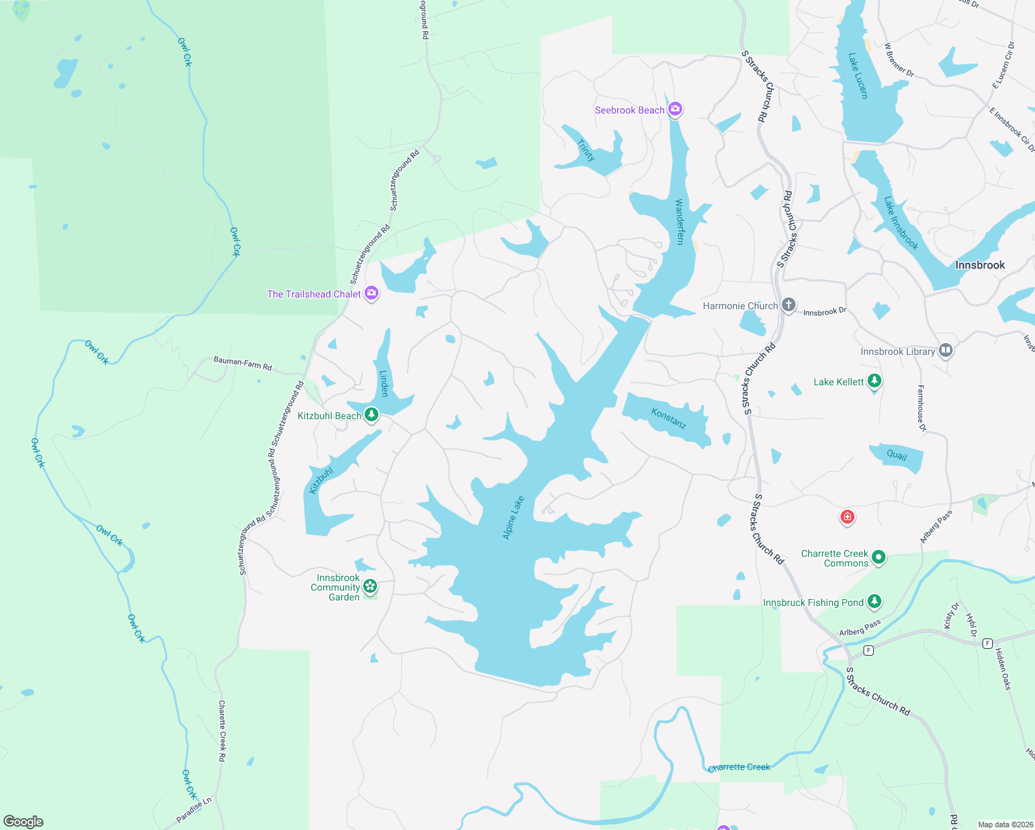 map of restaurants, bars, coffee shops, grocery stores, and more near 2474 Alpine Cove Drive in Innsbrook