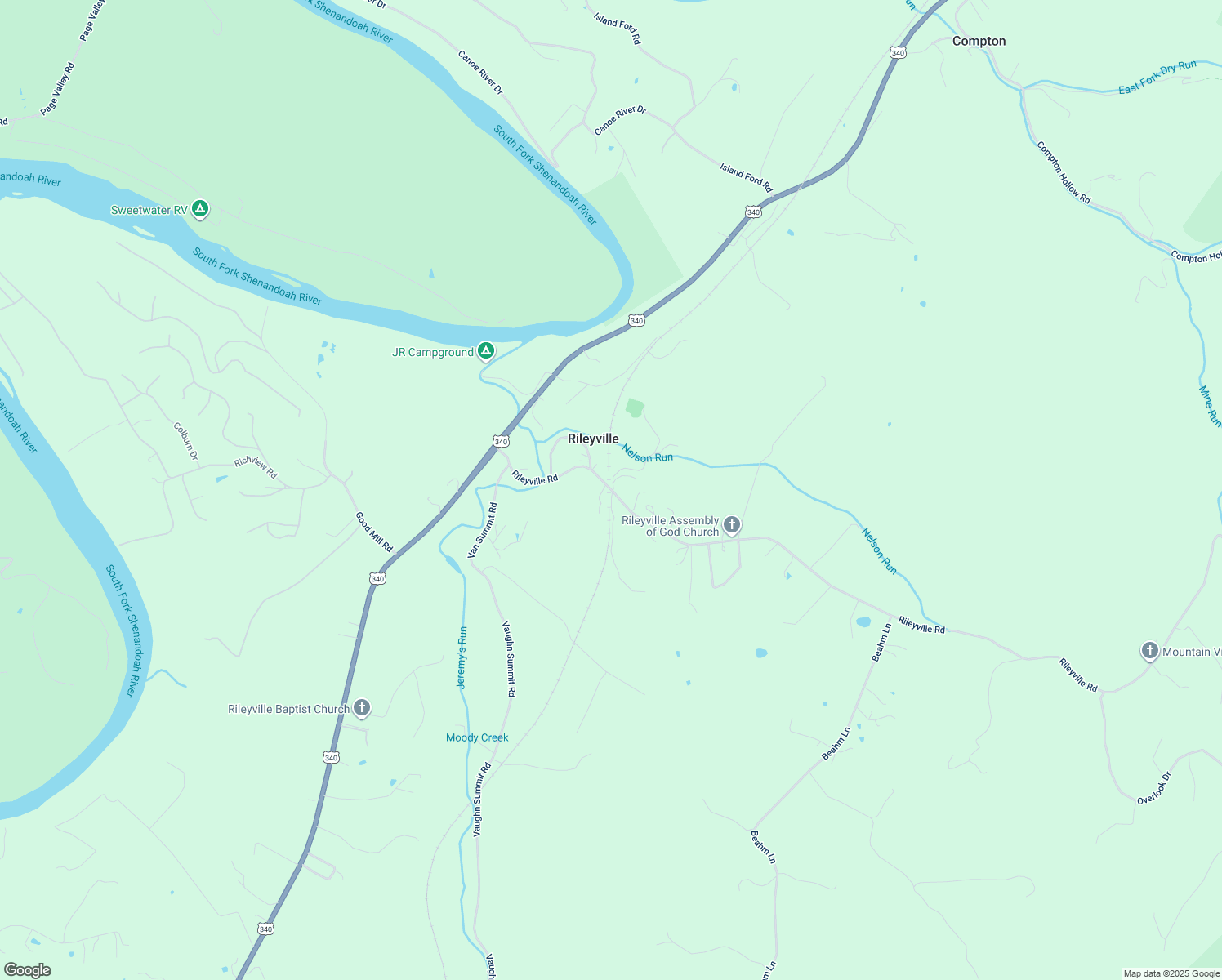 map of restaurants, bars, coffee shops, grocery stores, and more near 1243 Rileyville Road in Rileyville