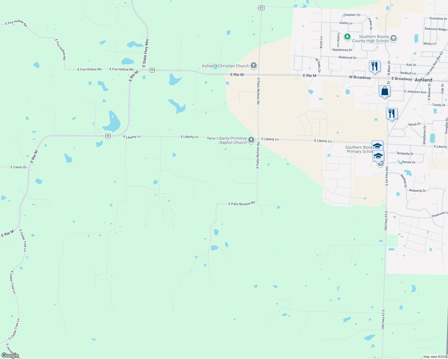 map of restaurants, bars, coffee shops, grocery stores, and more near 3900 East Webster Road in Hartsburg