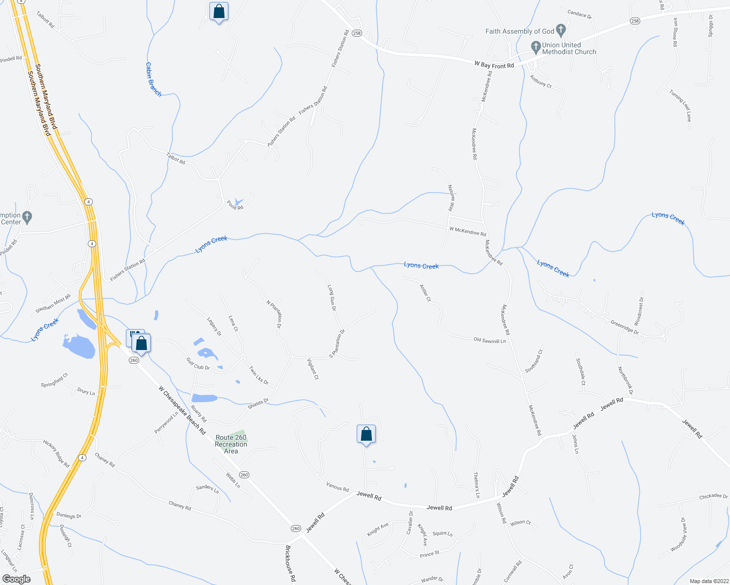 map of restaurants, bars, coffee shops, grocery stores, and more near 1731 South Plantation Drive in Dunkirk