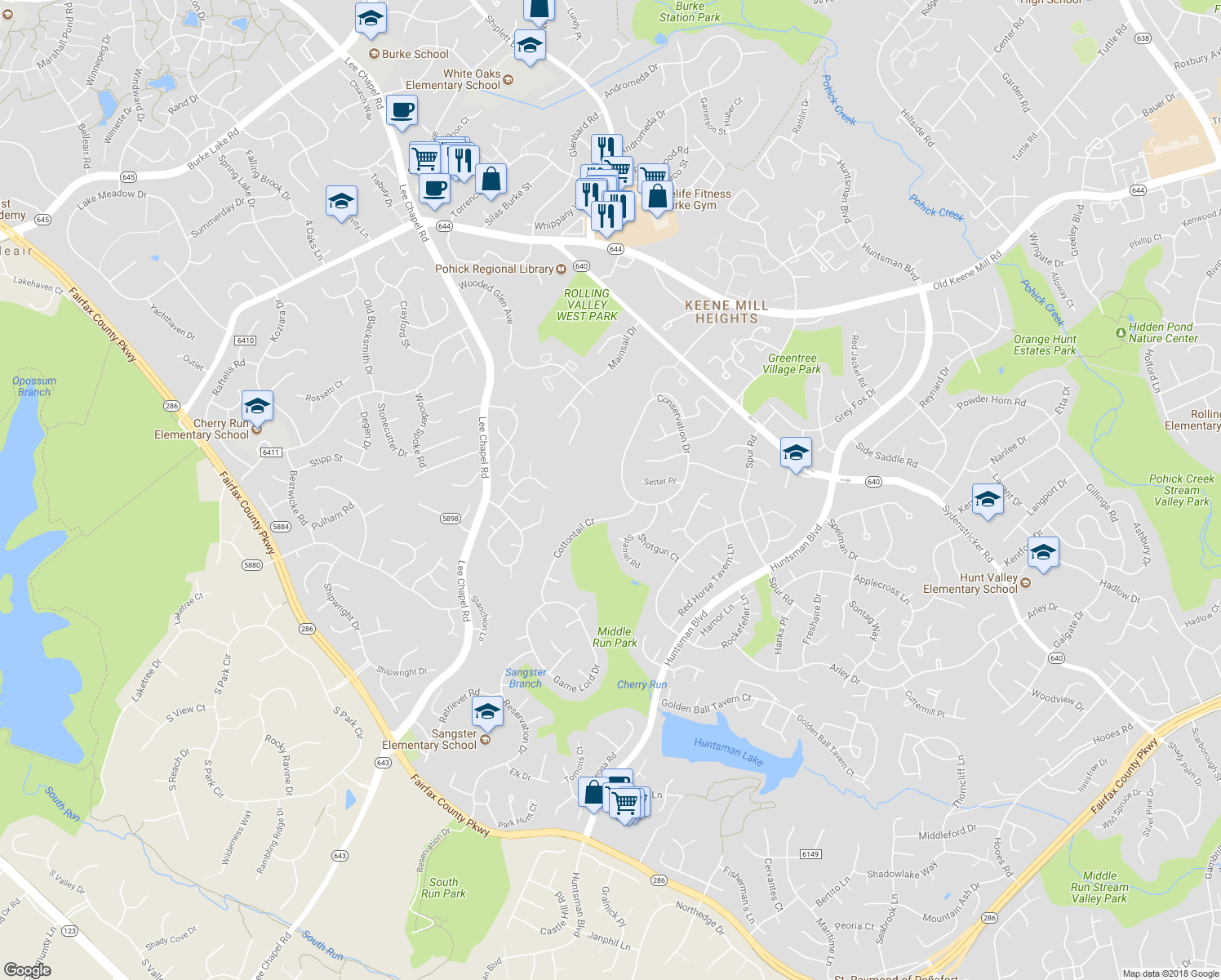 map of restaurants, bars, coffee shops, grocery stores, and more near 6947 Conservation Drive in Springfield