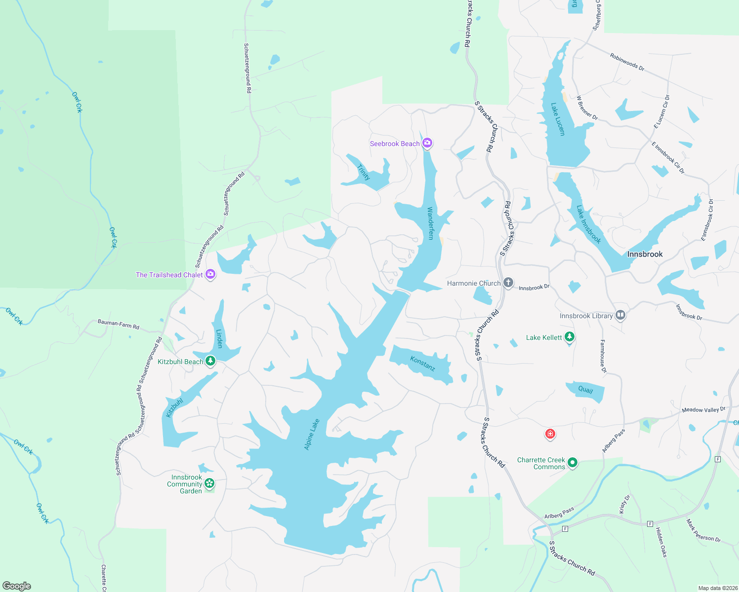 map of restaurants, bars, coffee shops, grocery stores, and more near 370 Alpine Bend Drive in Innsbrook