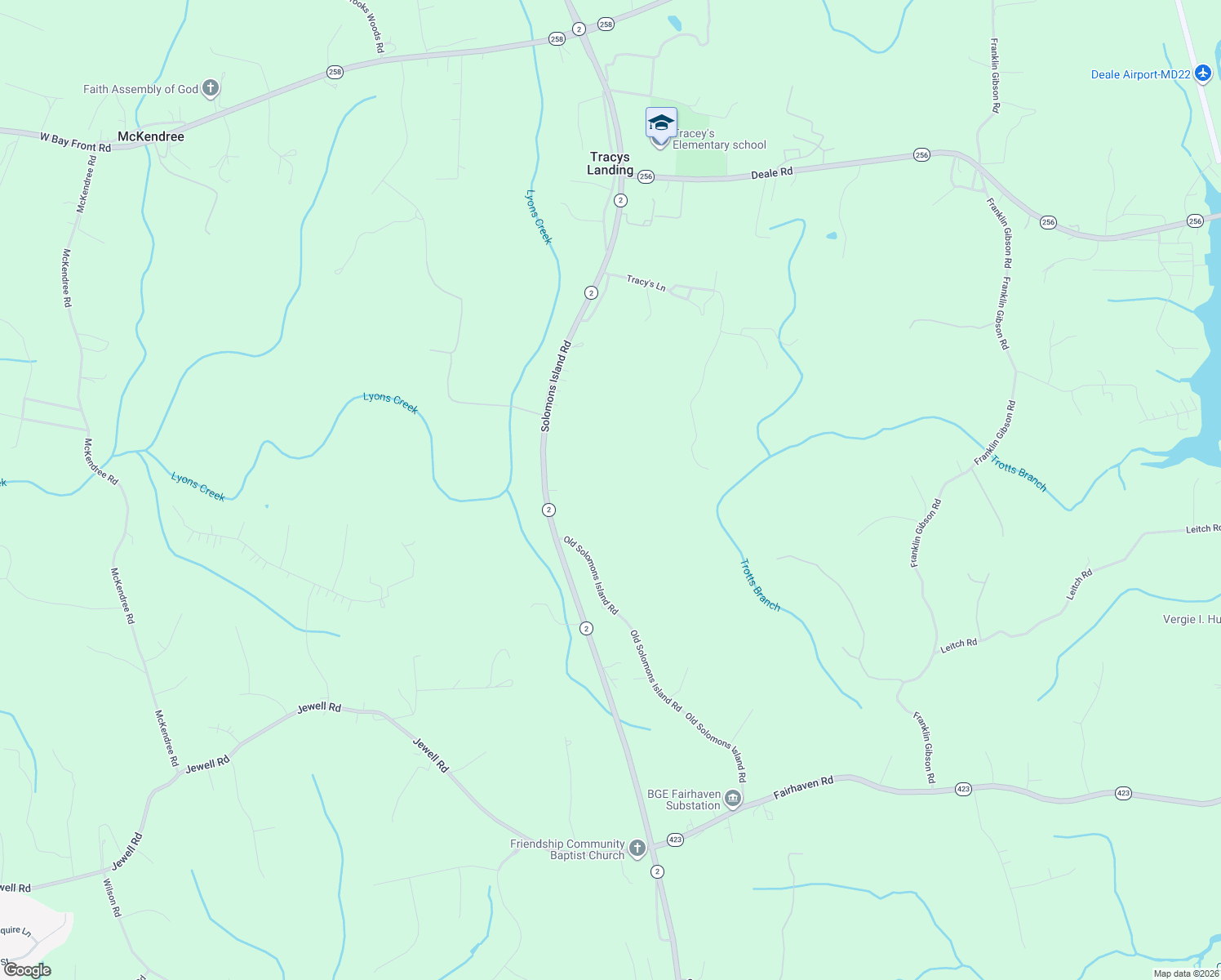 map of restaurants, bars, coffee shops, grocery stores, and more near 6095 Solomons Island Road in Tracys Landing