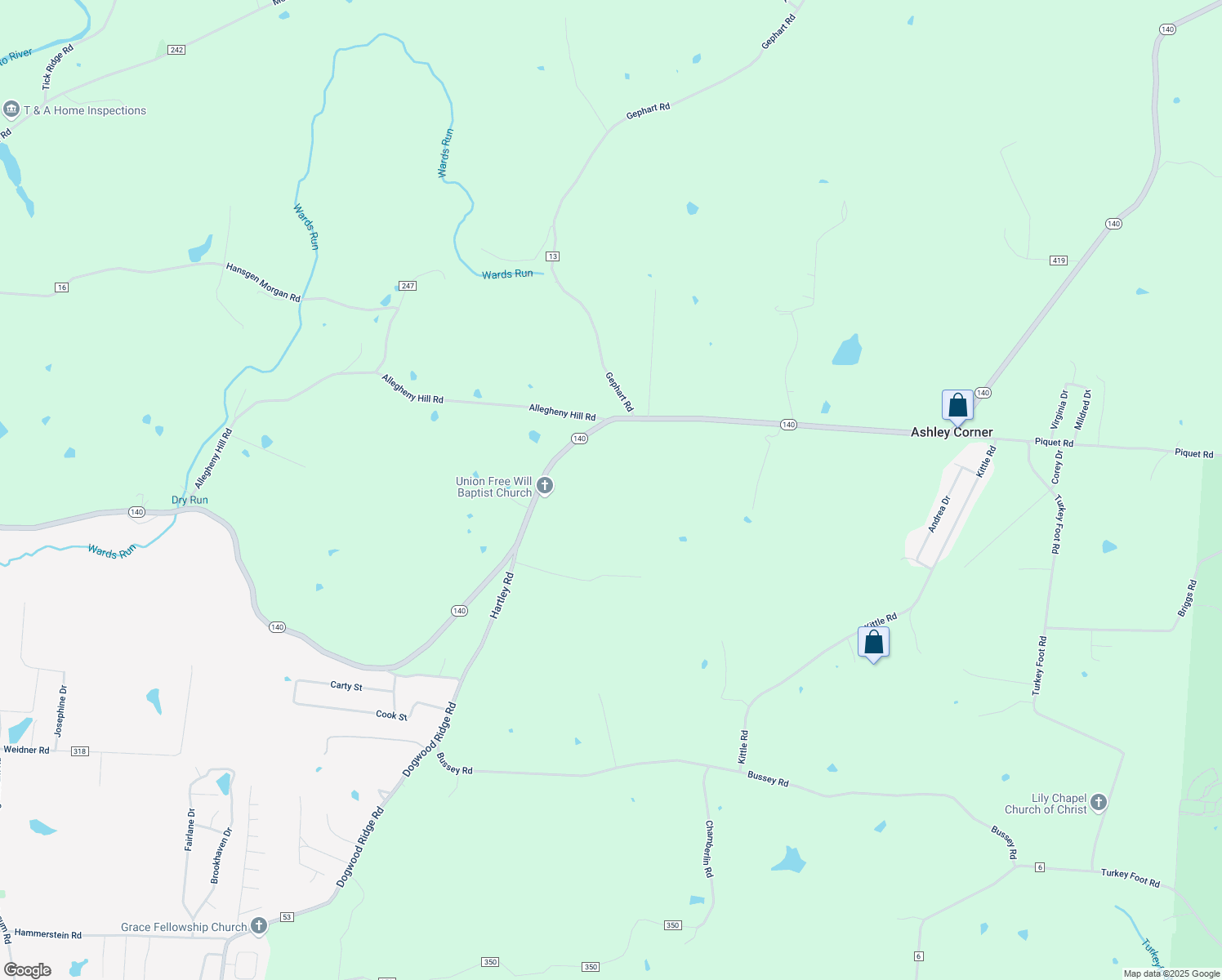 map of restaurants, bars, coffee shops, grocery stores, and more near 4888 Ohio 140 in Wheelersburg