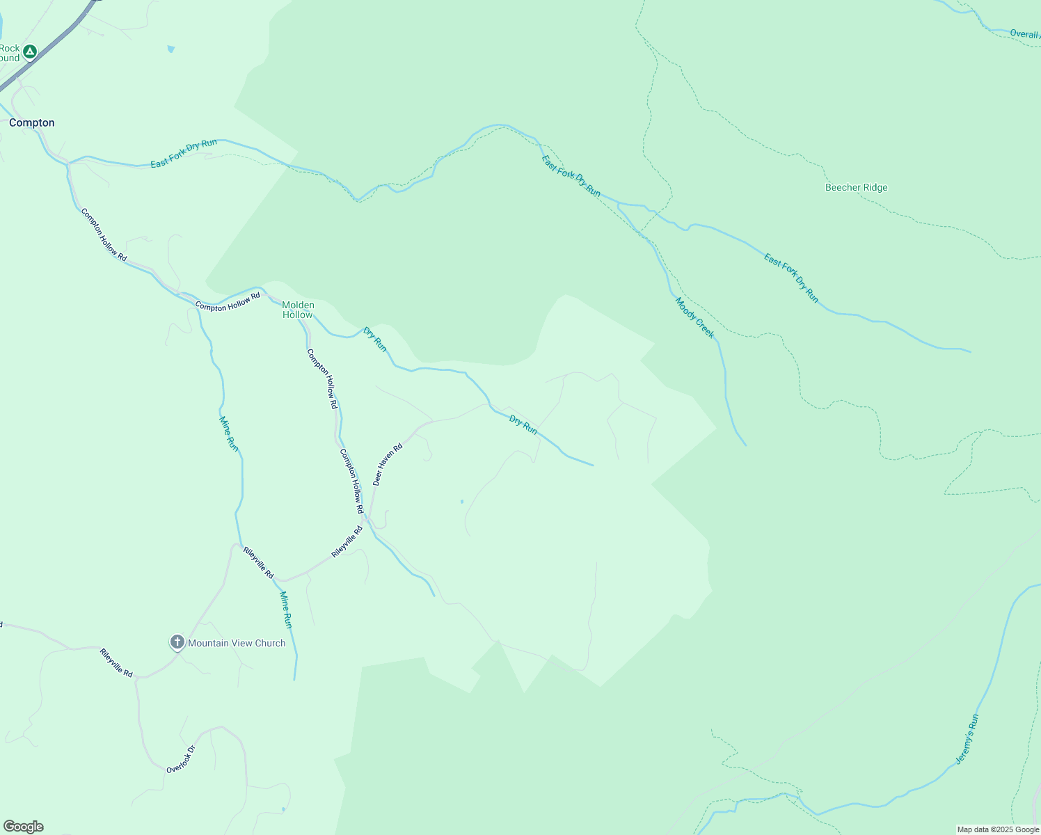 map of restaurants, bars, coffee shops, grocery stores, and more near Valley View Road in Rileyville