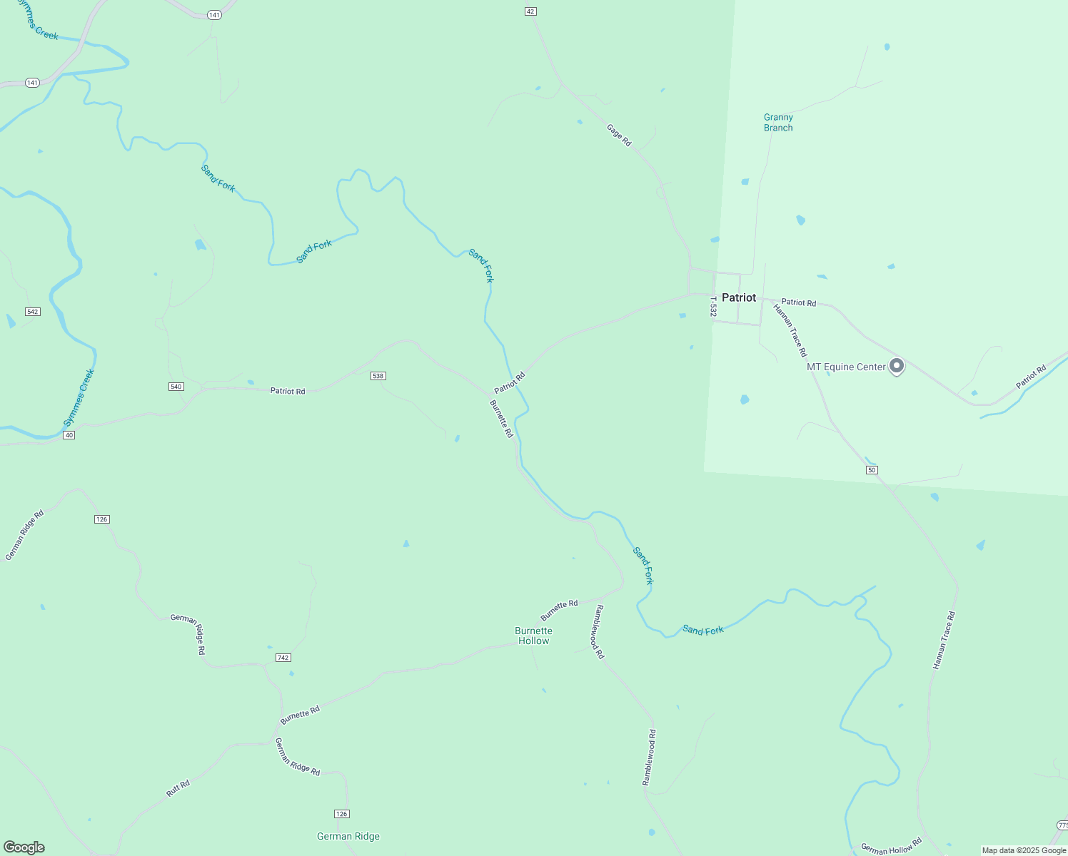 map of restaurants, bars, coffee shops, grocery stores, and more near 2389 Patriot Road in Patriot