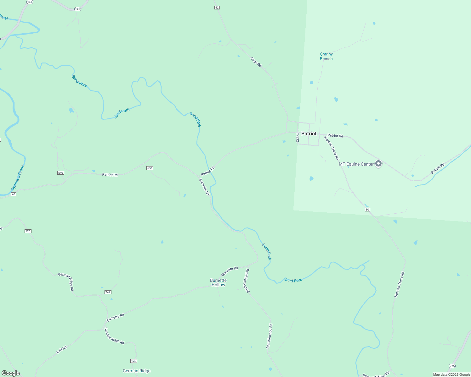 map of restaurants, bars, coffee shops, grocery stores, and more near 2389 Patriot Road in Patriot