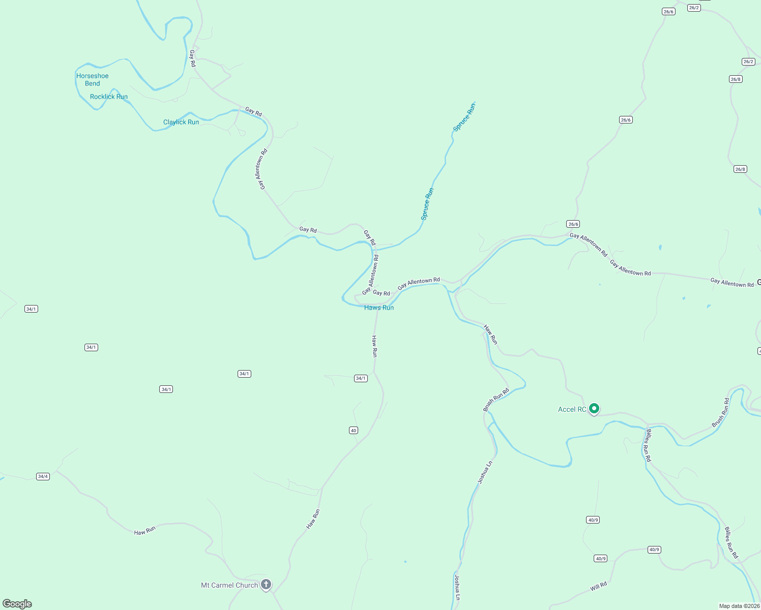 map of restaurants, bars, coffee shops, grocery stores, and more near Gay Allentown Road in Ripley