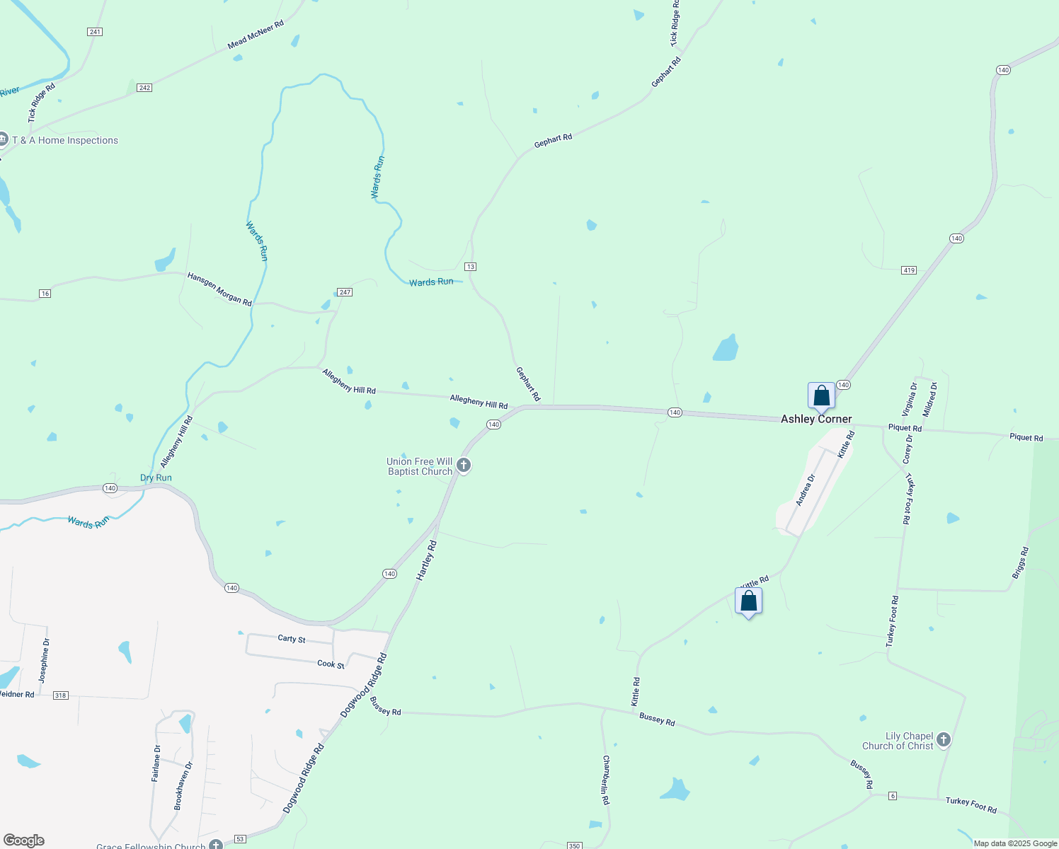 map of restaurants, bars, coffee shops, grocery stores, and more near 4888 Ohio 140 in Wheelersburg