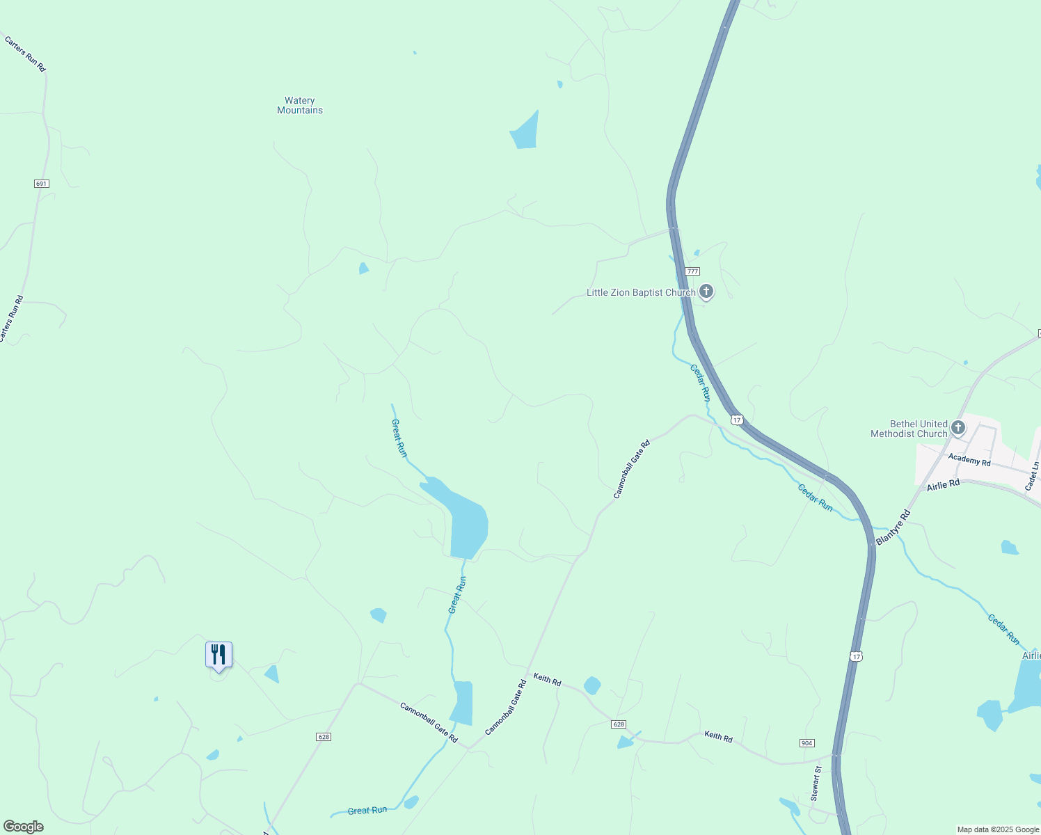 map of restaurants, bars, coffee shops, grocery stores, and more near 8009 Summerfield Hills Drive in Warrenton