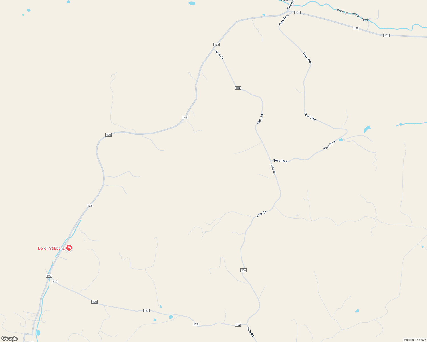 map of restaurants, bars, coffee shops, grocery stores, and more near 250 Terry Lane in Guffey