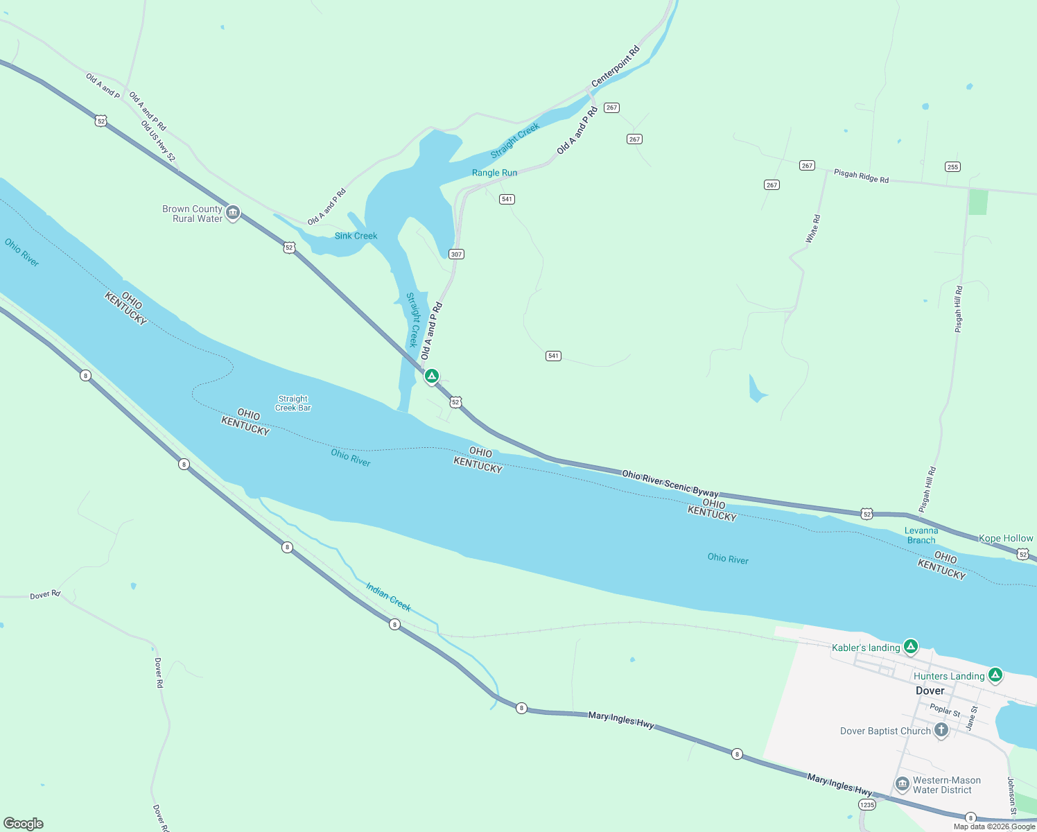 map of restaurants, bars, coffee shops, grocery stores, and more near 4359 U.S. 52 in Ripley