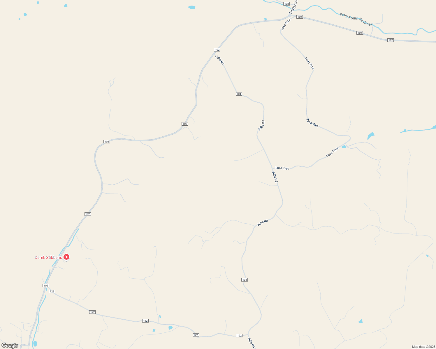 map of restaurants, bars, coffee shops, grocery stores, and more near 250 Terry Lane in Guffey