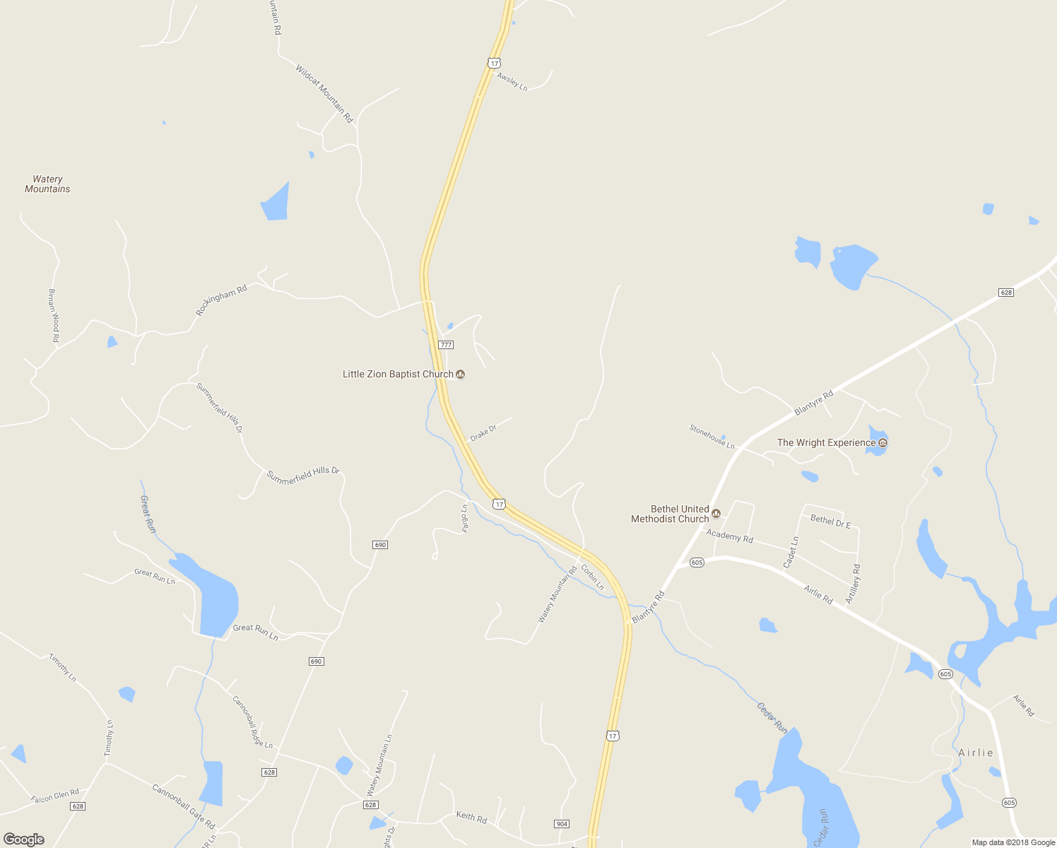 map of restaurants, bars, coffee shops, grocery stores, and more near 7403 Drake Drive in Warrenton