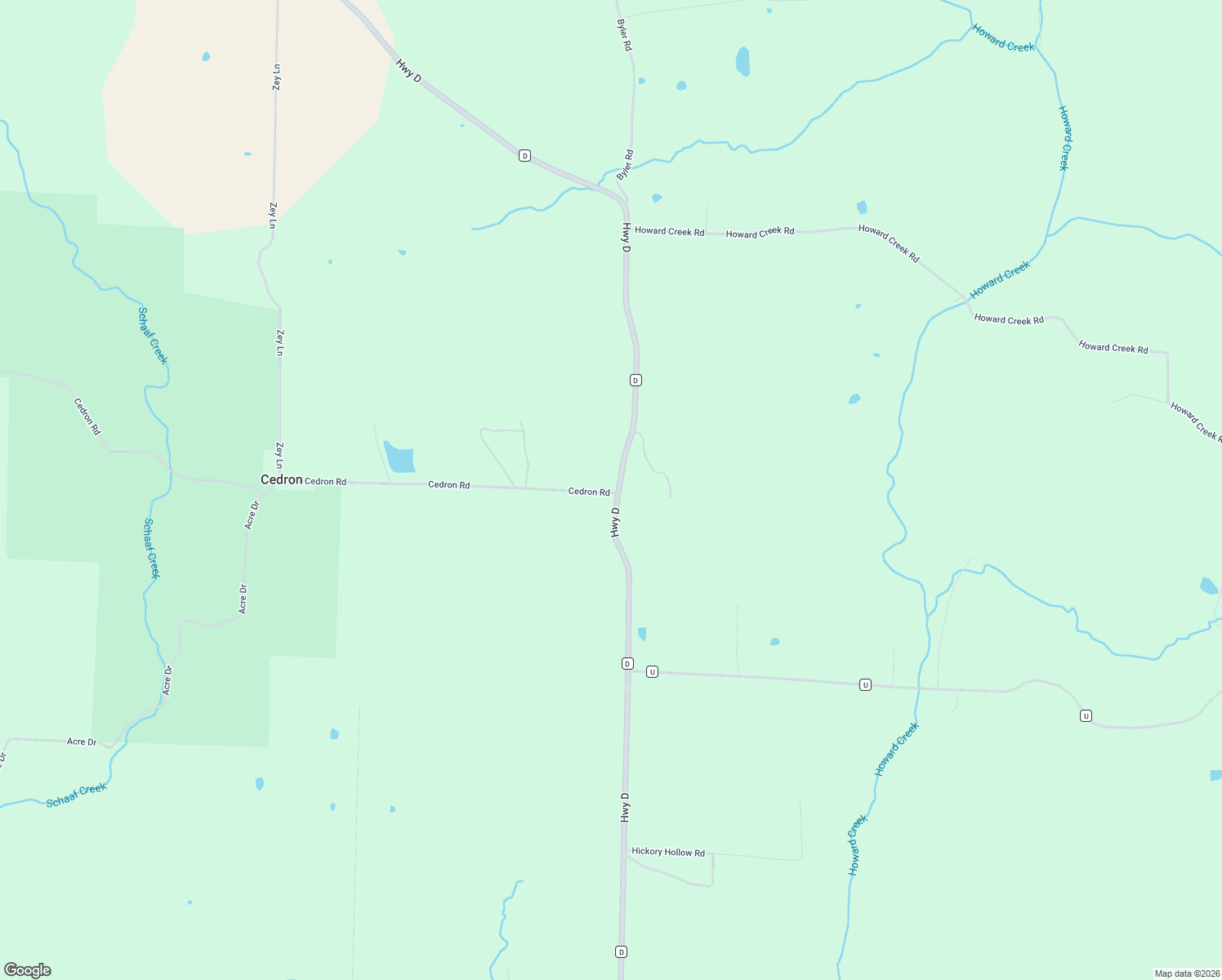 map of restaurants, bars, coffee shops, grocery stores, and more near 20853 State Highway D in Jamestown