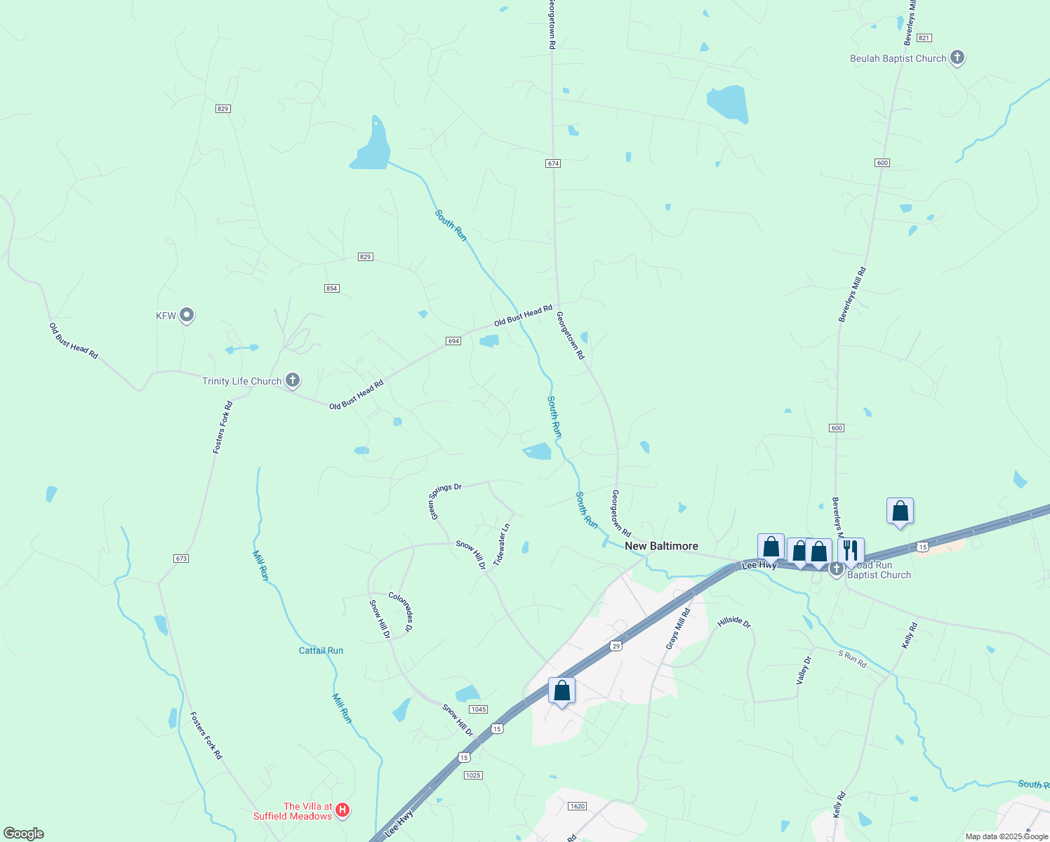 map of restaurants, bars, coffee shops, grocery stores, and more near 5650 Lower Mill Court in Broad Run