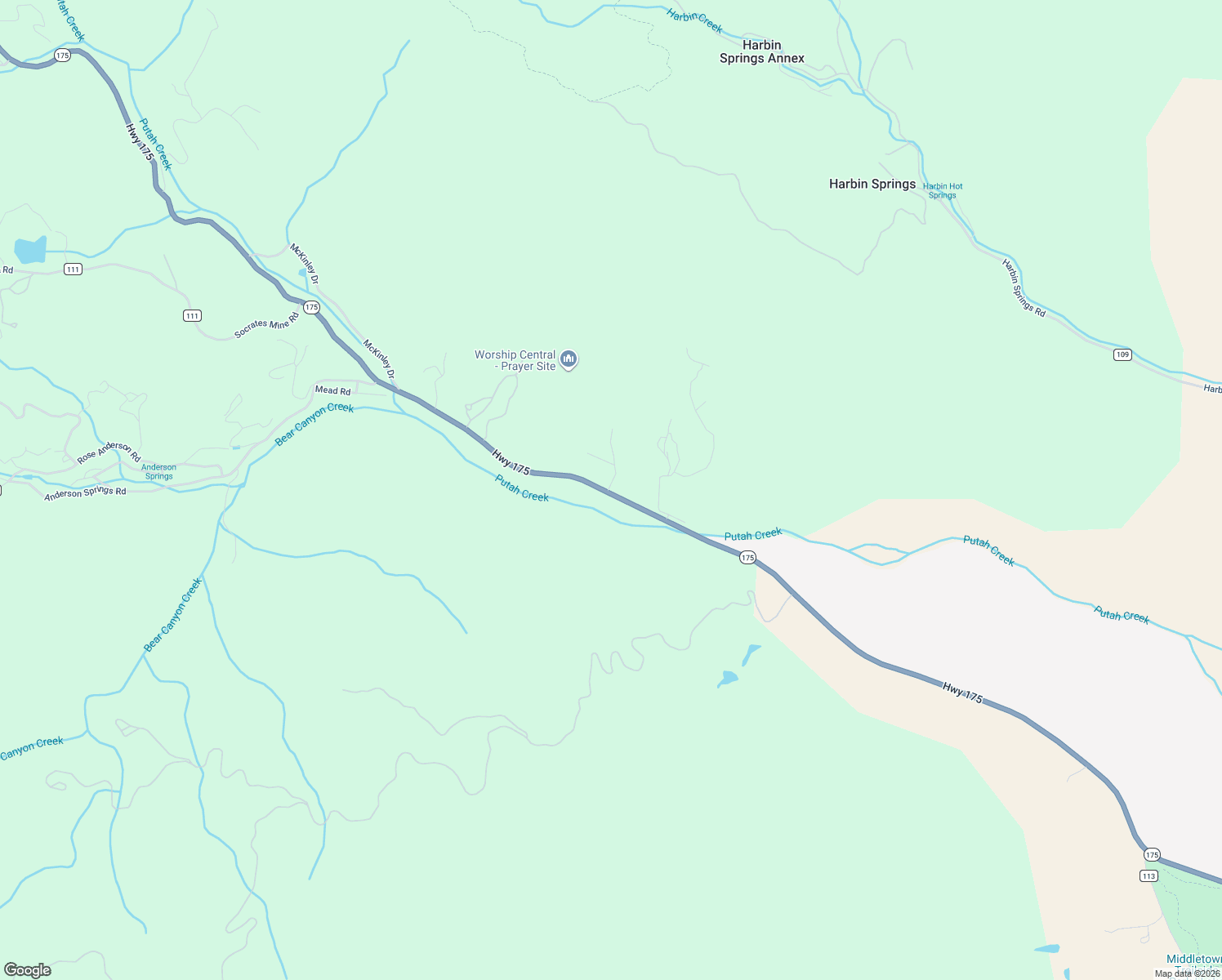 map of restaurants, bars, coffee shops, grocery stores, and more near 19676 Highway 175 in Middletown