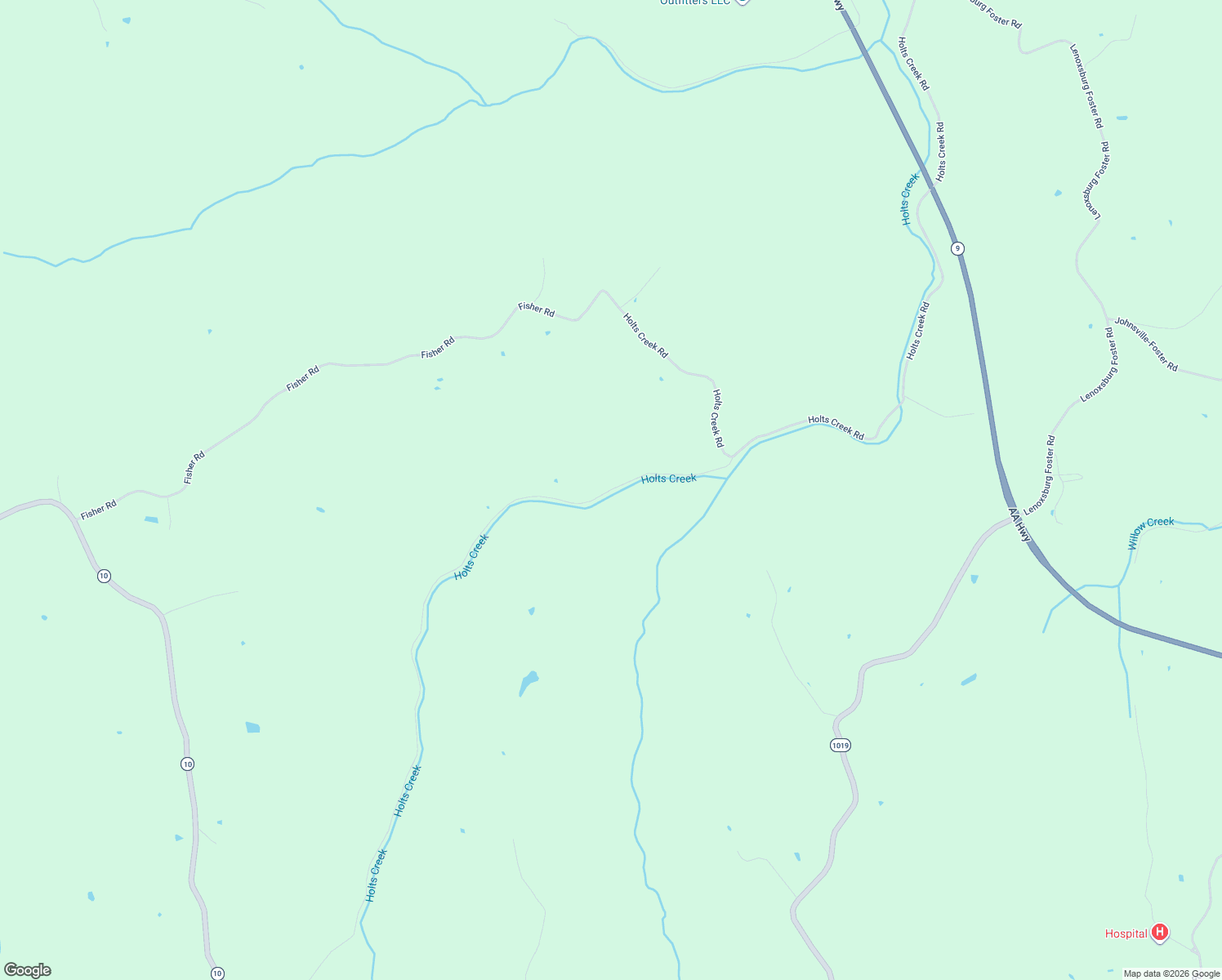 map of restaurants, bars, coffee shops, grocery stores, and more near Holts Creek Road in Foster