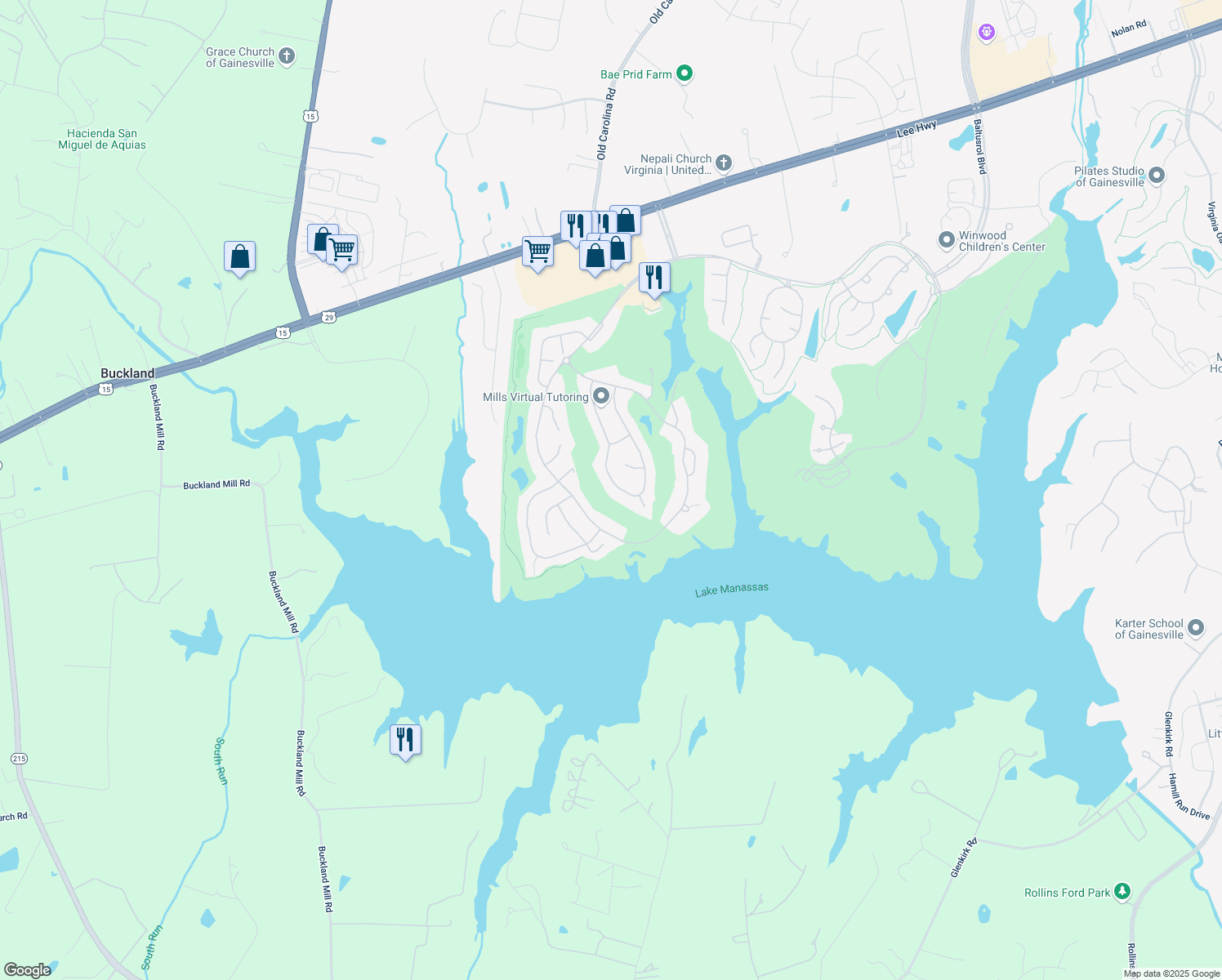 map of restaurants, bars, coffee shops, grocery stores, and more near 8264 Roxborough Loop in Gainesville
