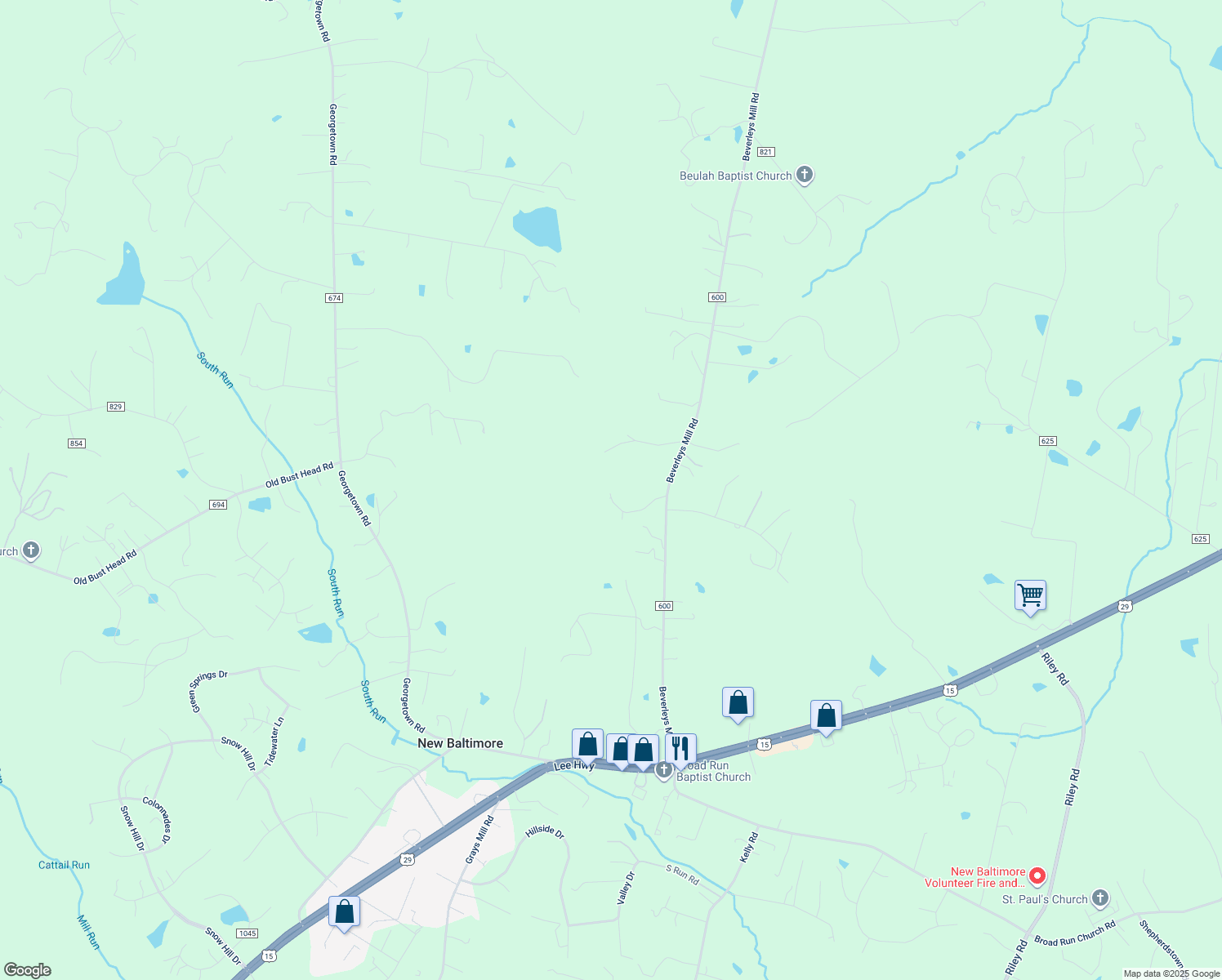 map of restaurants, bars, coffee shops, grocery stores, and more near 6272 Beverleys Mill Road in Broad Run