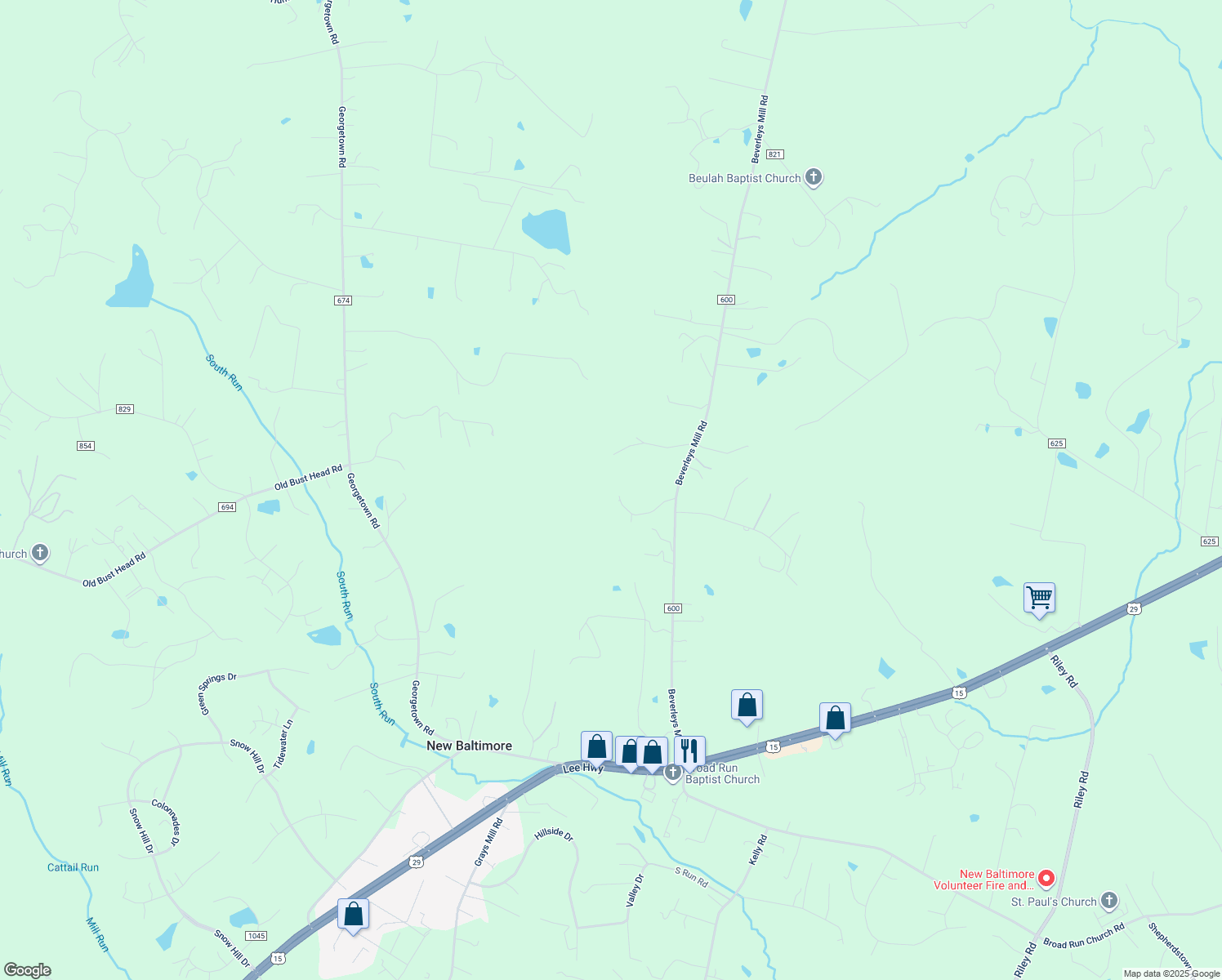 map of restaurants, bars, coffee shops, grocery stores, and more near 6272 Beverleys Mill Road in Broad Run