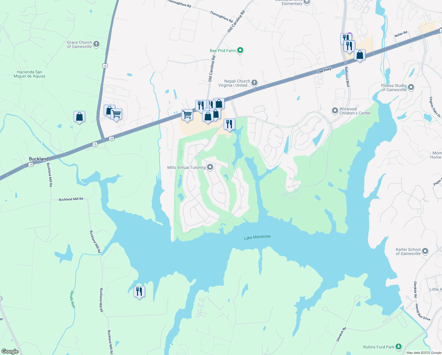 map of restaurants, bars, coffee shops, grocery stores, and more near 8334 Roxborough Loop in Gainesville