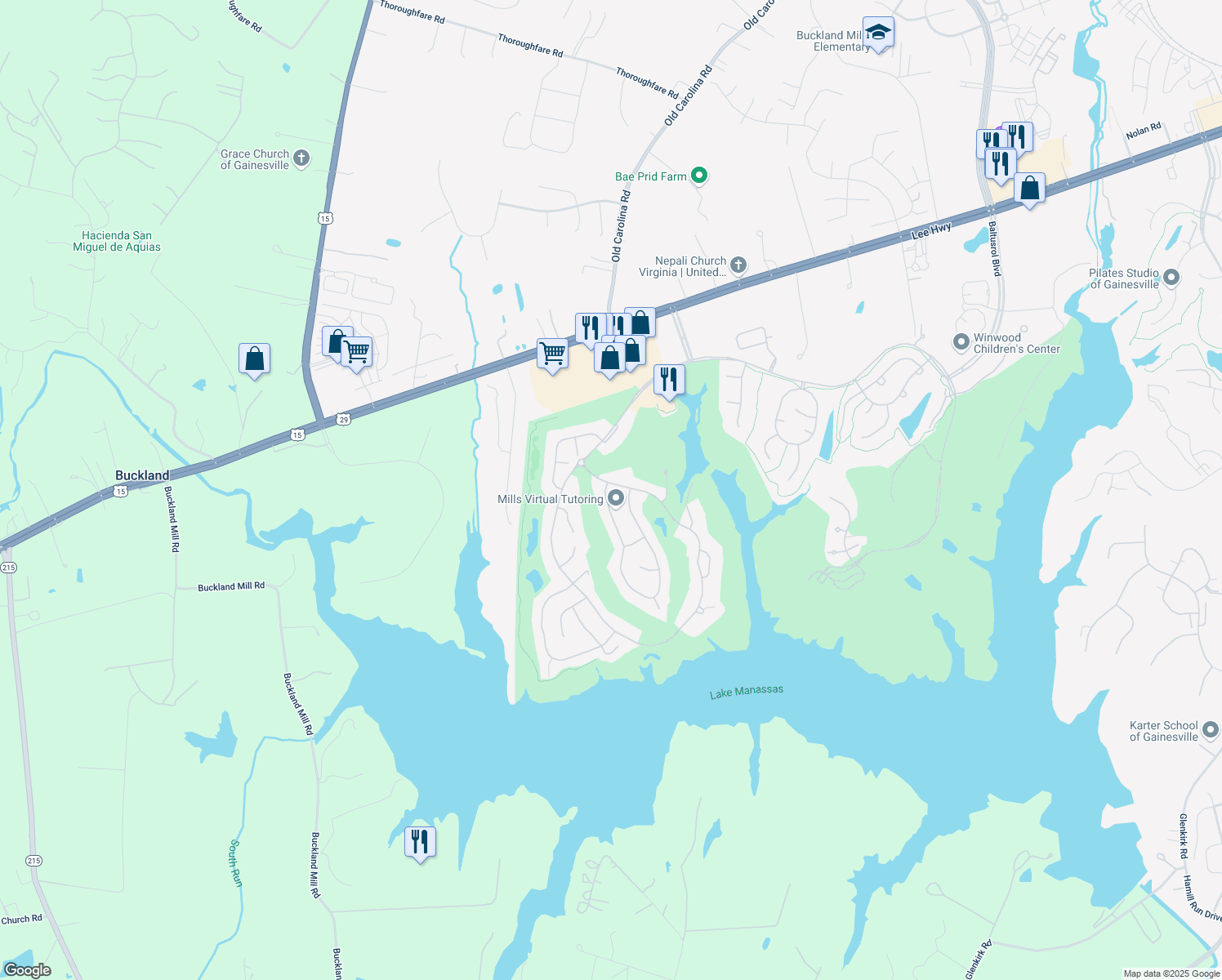 map of restaurants, bars, coffee shops, grocery stores, and more near 8201 Roxborough Loop in Gainesville