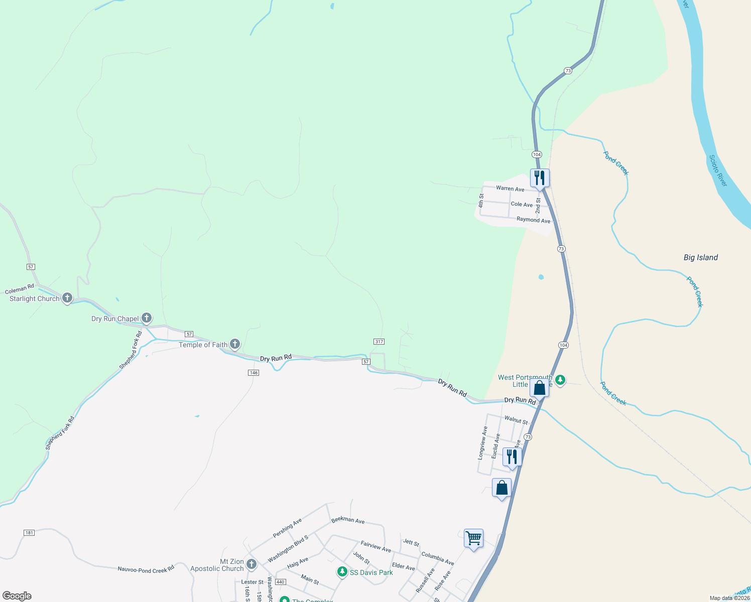map of restaurants, bars, coffee shops, grocery stores, and more near 303 Hardscrabble Road in West Portsmouth