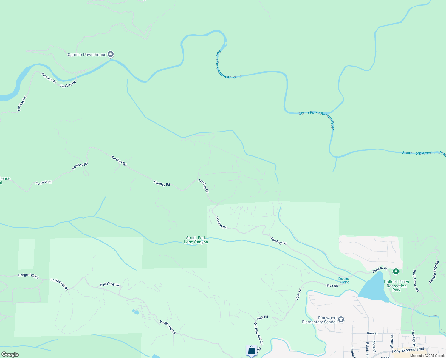 map of restaurants, bars, coffee shops, grocery stores, and more near 1900 Flat Lander Lane in Pollock Pines