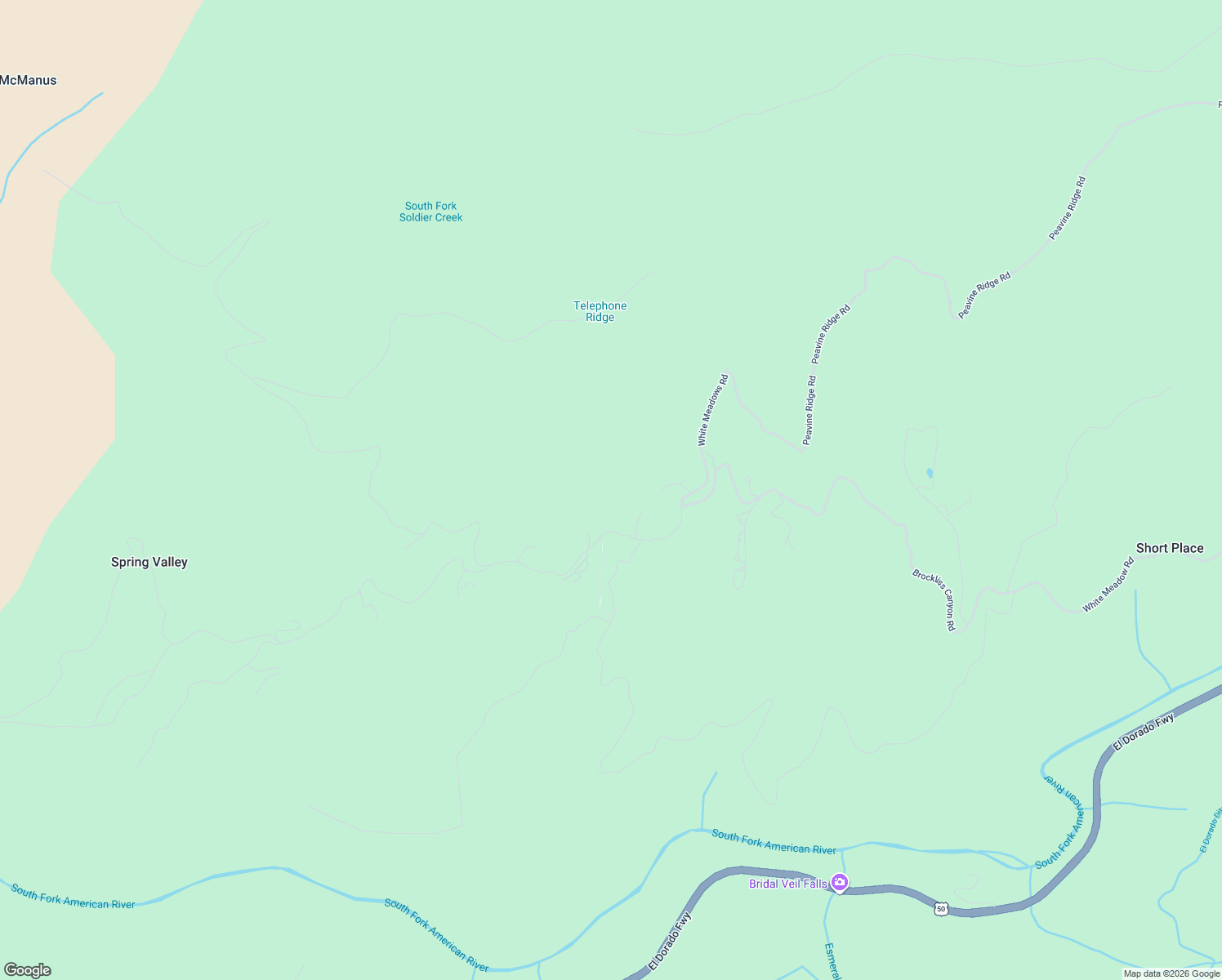 map of restaurants, bars, coffee shops, grocery stores, and more near 8009 Spring Valley Road in Pollock Pines