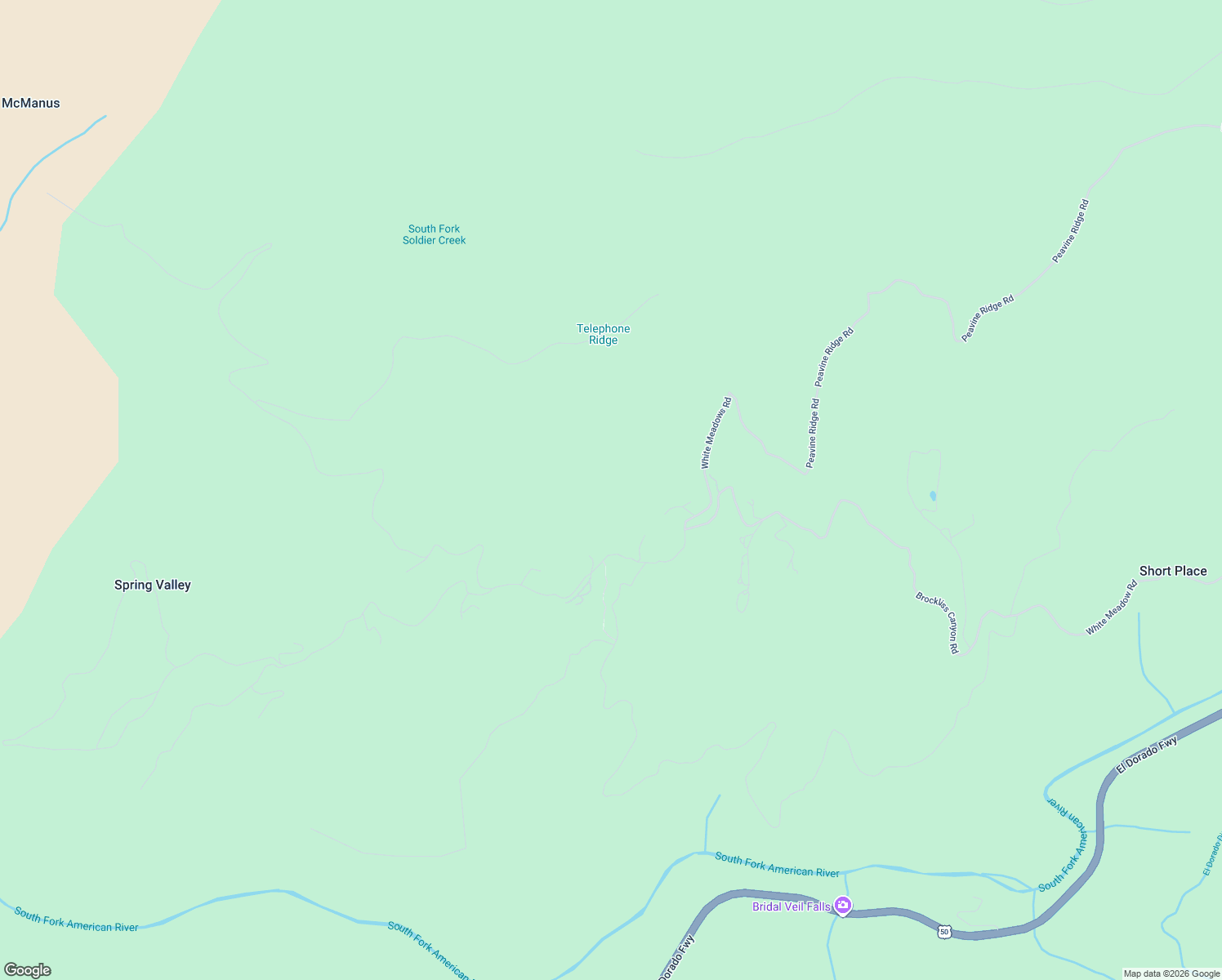 map of restaurants, bars, coffee shops, grocery stores, and more near 8009 Spring Valley Road in Pollock Pines