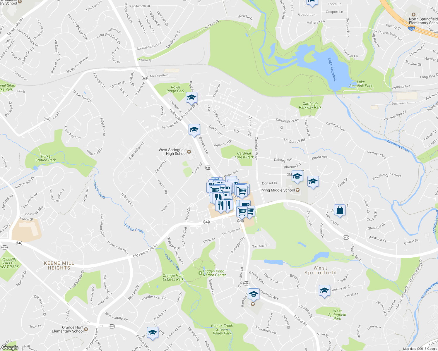 map of restaurants, bars, coffee shops, grocery stores, and more near 6160 Roxbury Avenue in West Springfield
