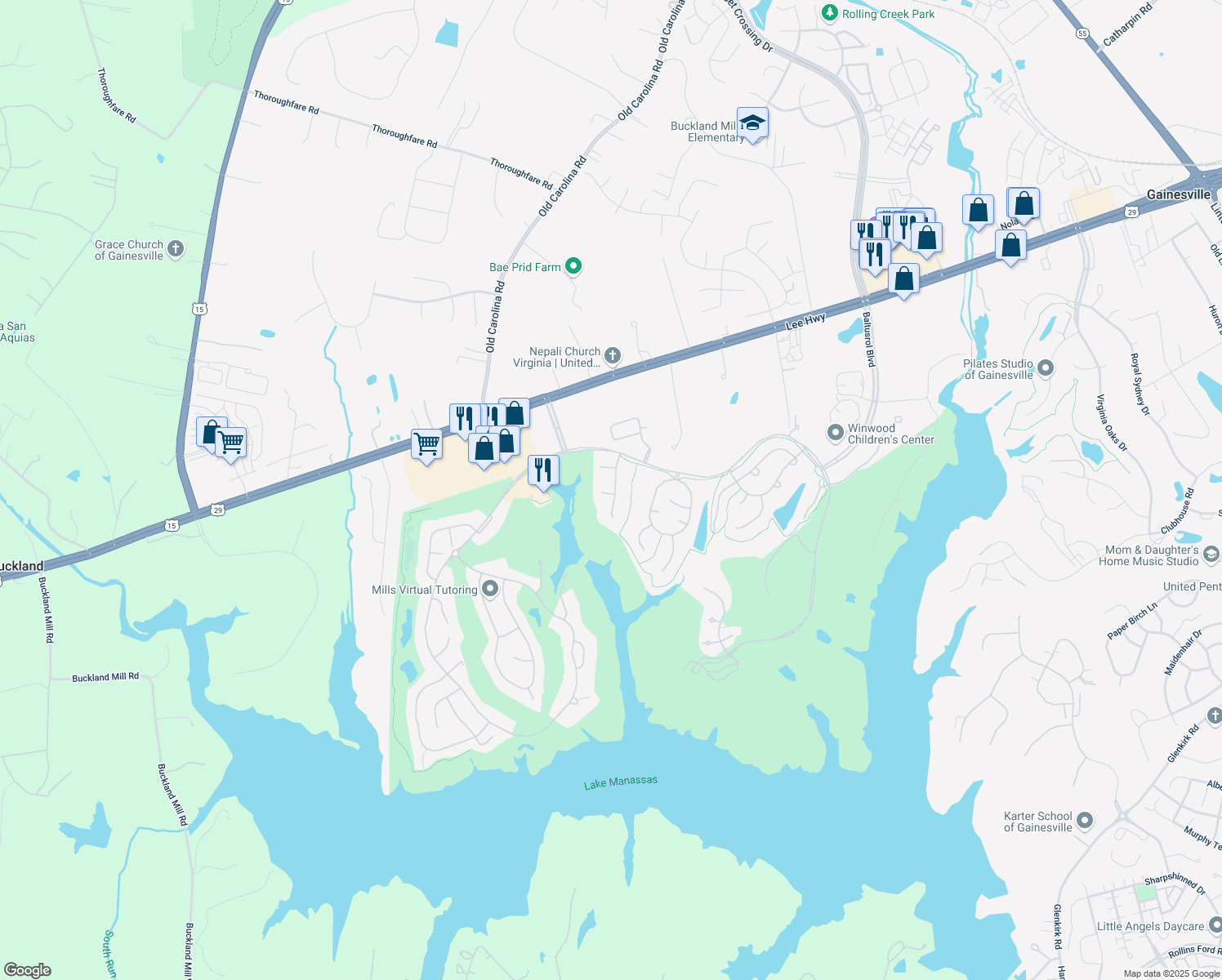 map of restaurants, bars, coffee shops, grocery stores, and more near 8030 Amsterdam Court in Gainesville